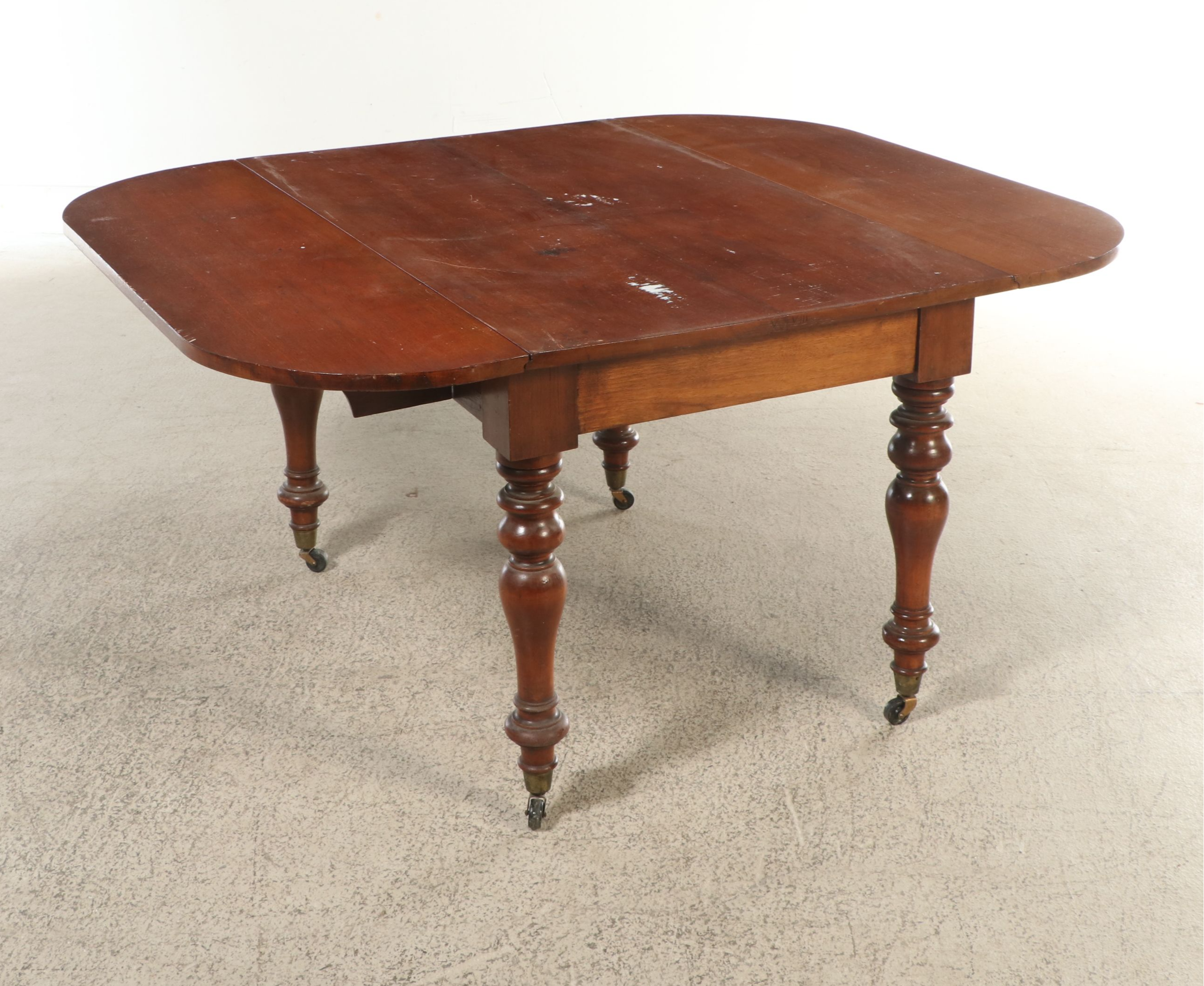 Country Sheraton Style Cherry Drop-Leaf Table with Modern Frosted Glass Panel