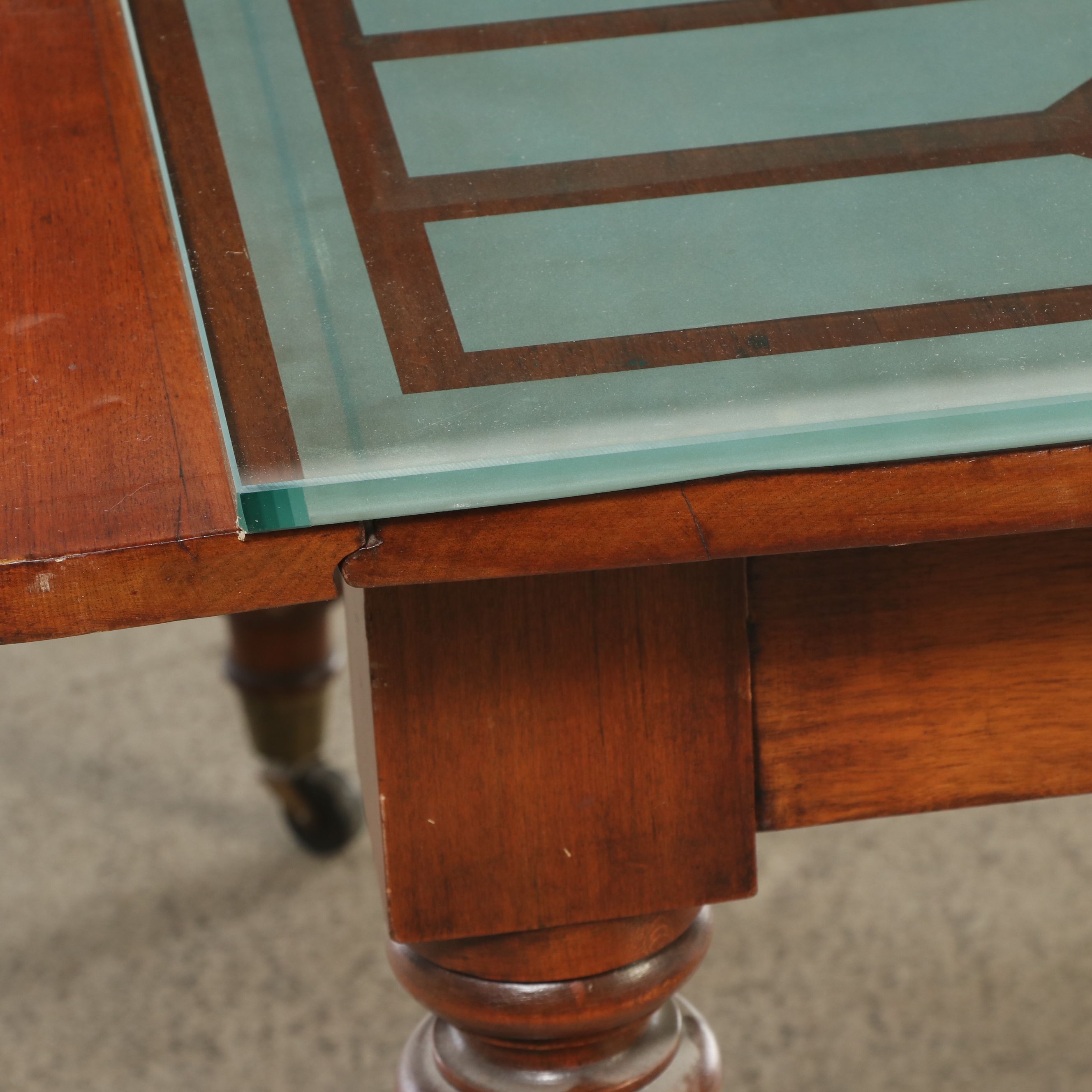 Country Sheraton Style Cherry Drop-Leaf Table with Modern Frosted Glass Panel