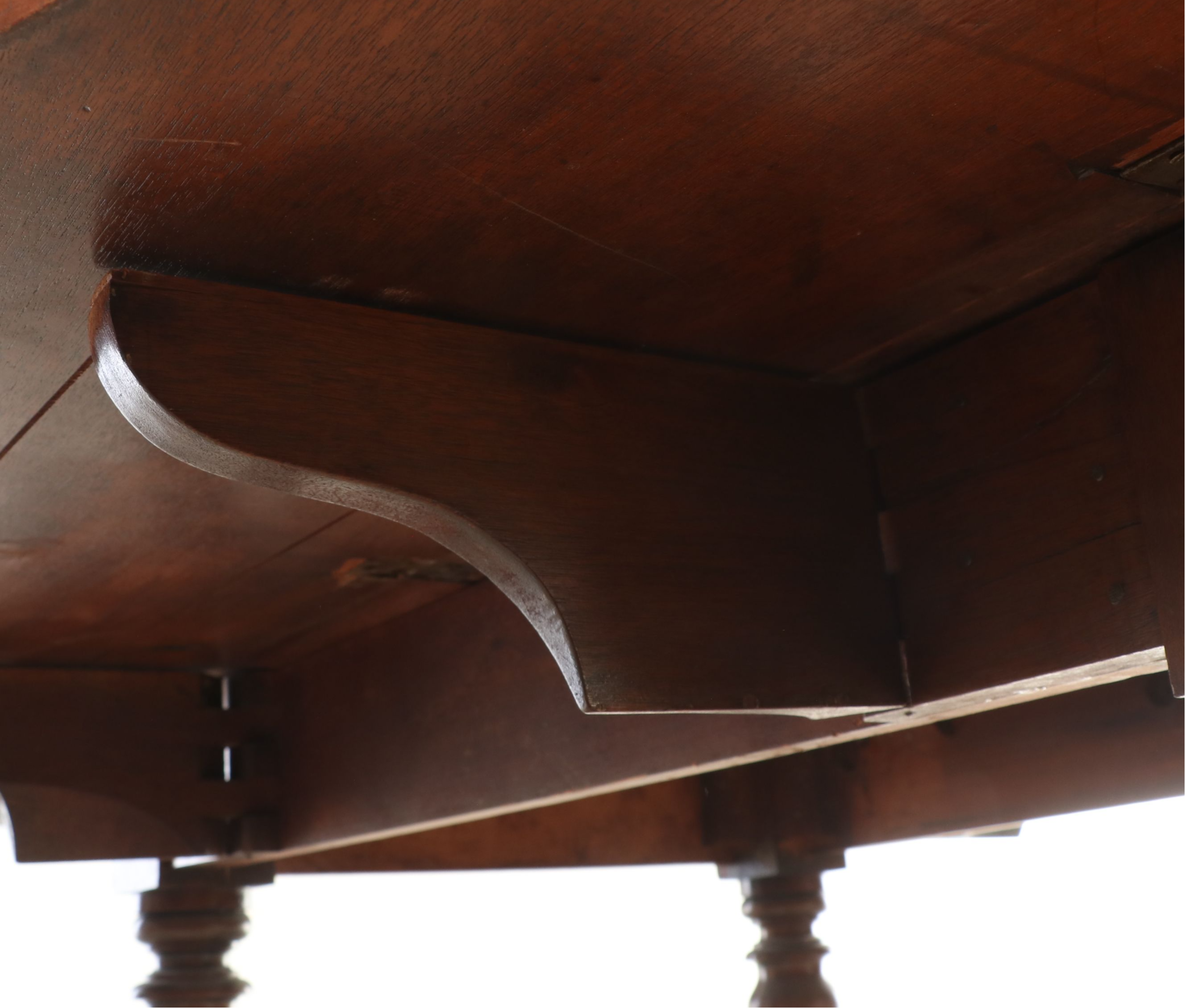 Country Sheraton Style Cherry Drop-Leaf Table with Modern Frosted Glass Panel