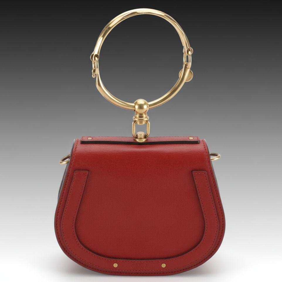 Chloé Nile Bracelet Two-Way Bag in Red Leather and Suede