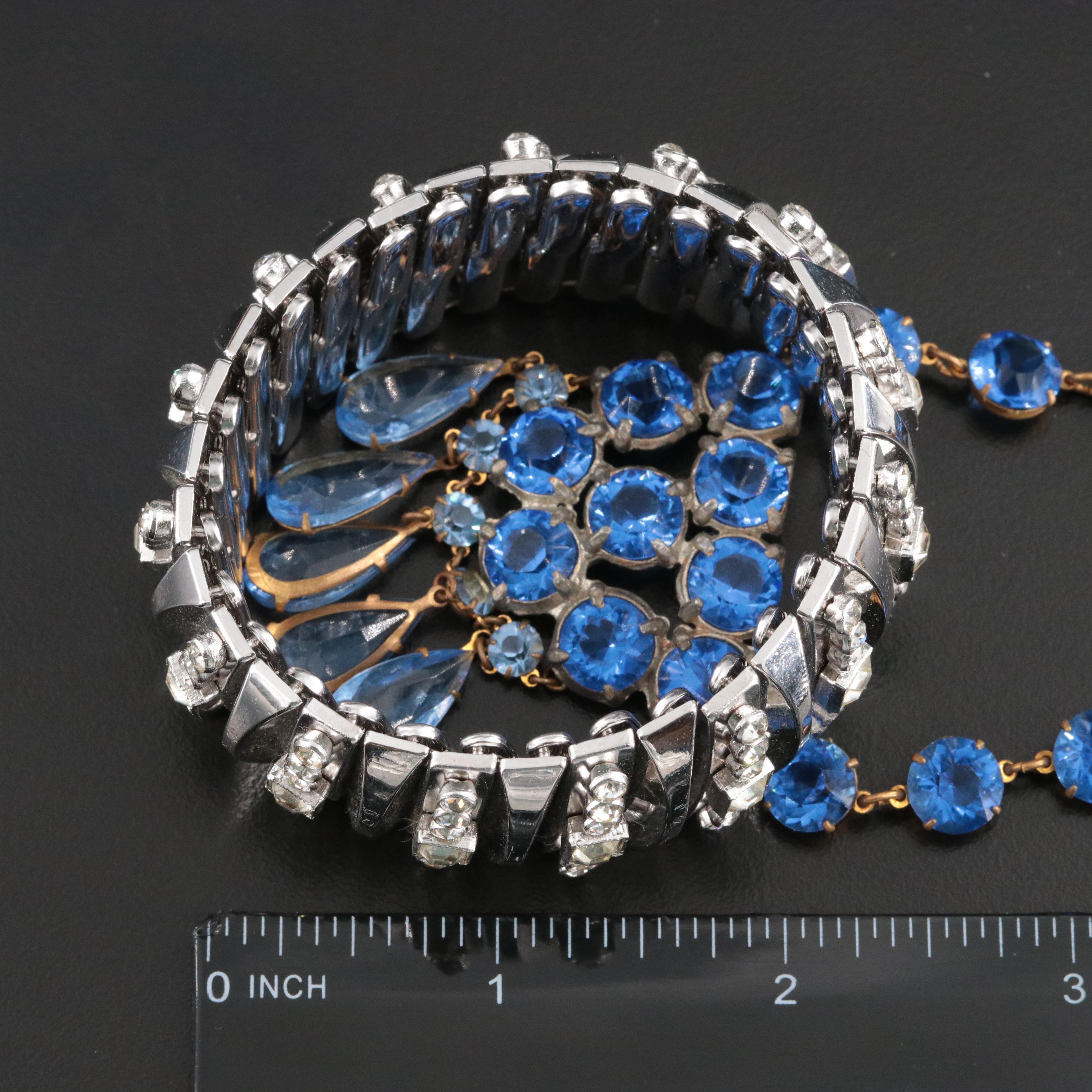 Crystal and Rhinestone Collection Including Trembler Necklace and Brooch