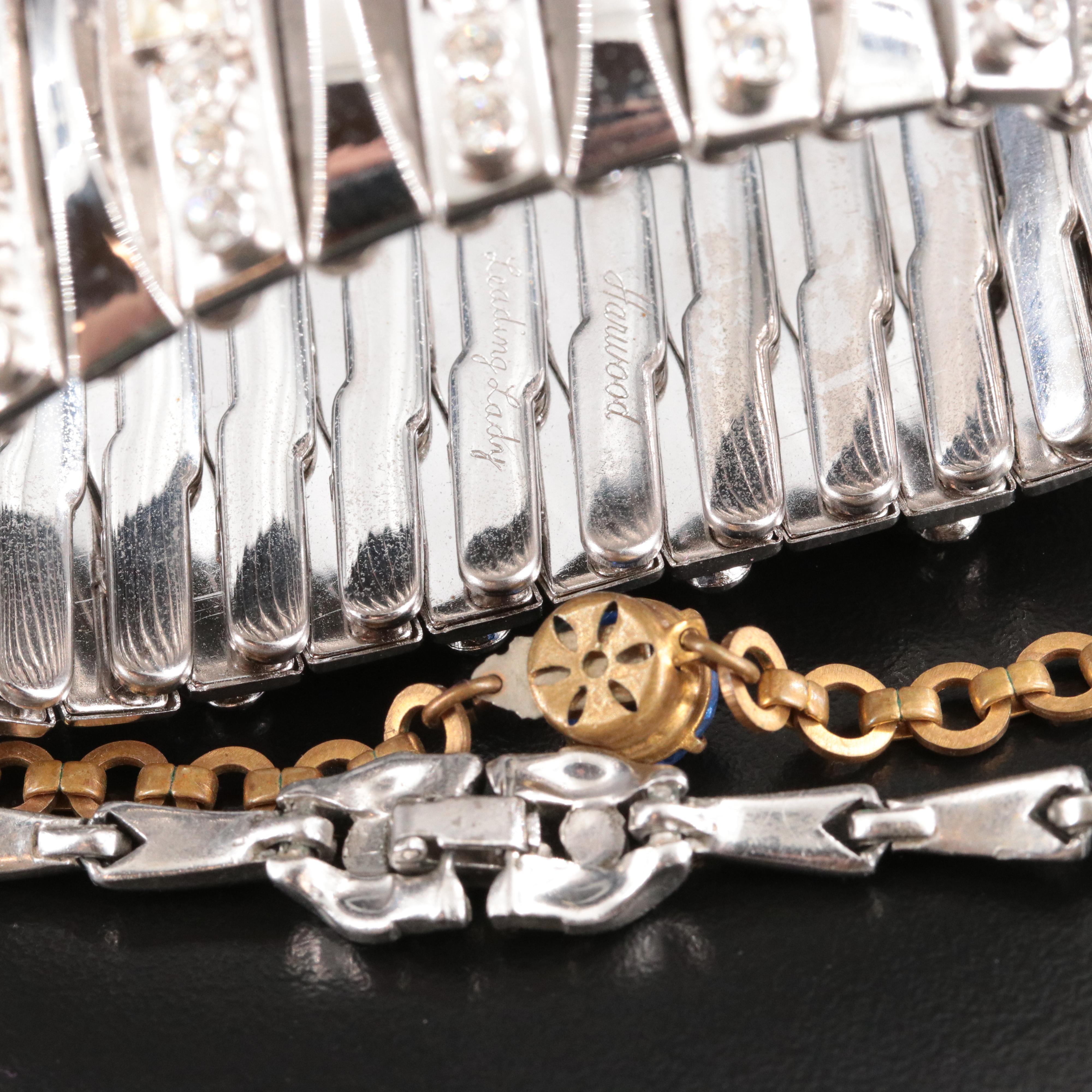 Crystal and Rhinestone Collection Including Trembler Necklace and Brooch