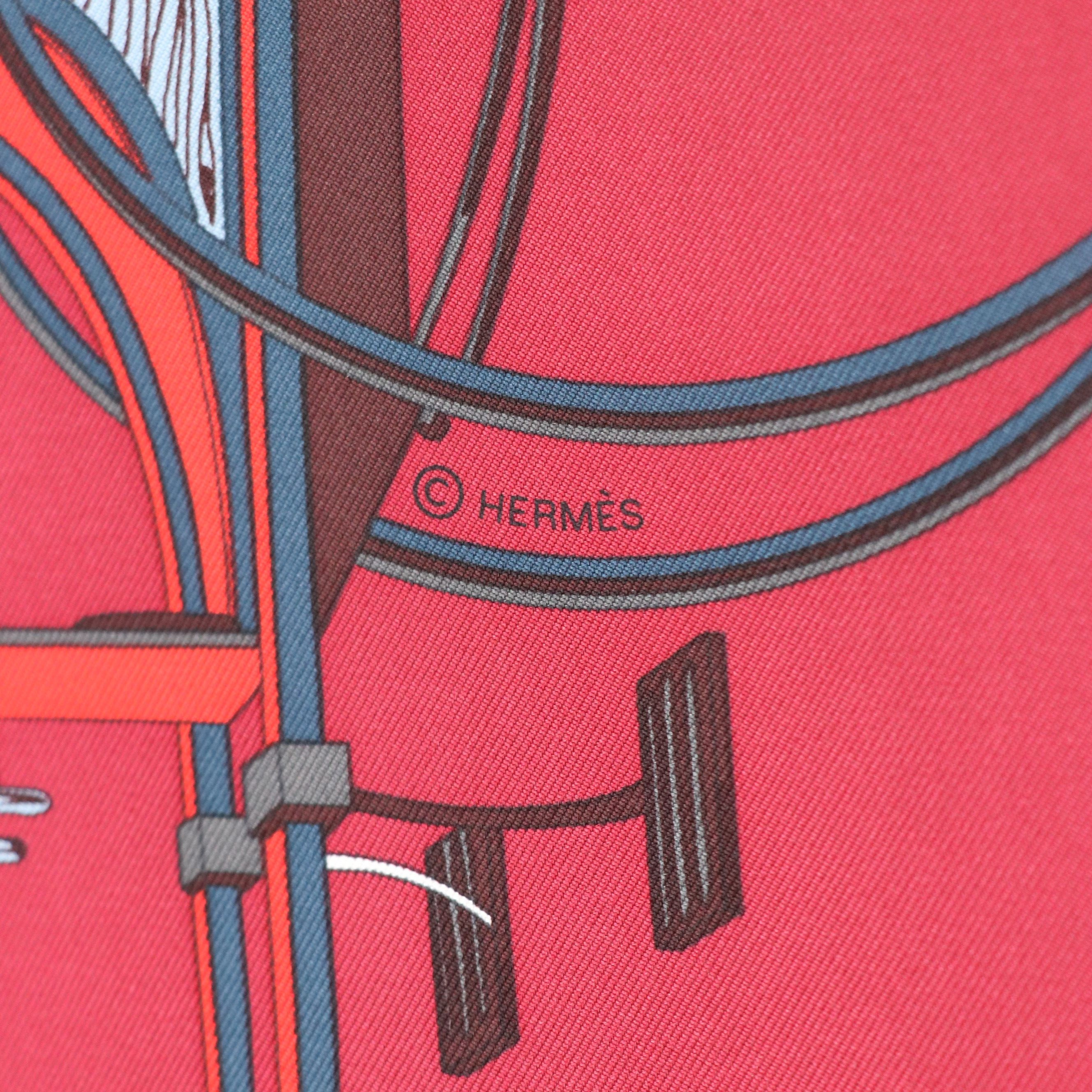Hermès "Les Voitures a Transformation" Silk Twill Scarf