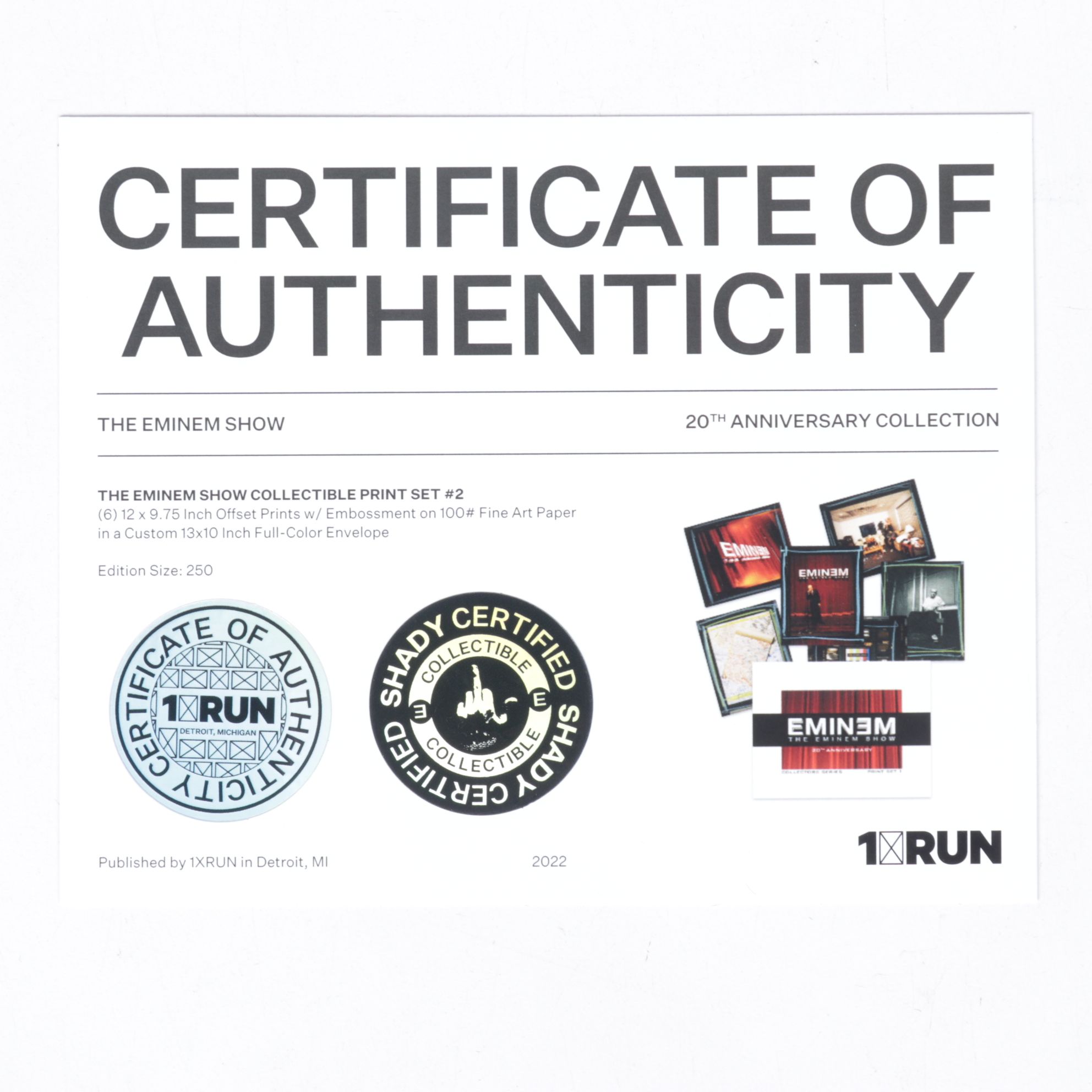 1XRUN Offset Lithograph Photoset "The Eminem Show Collectible Print Set #2"