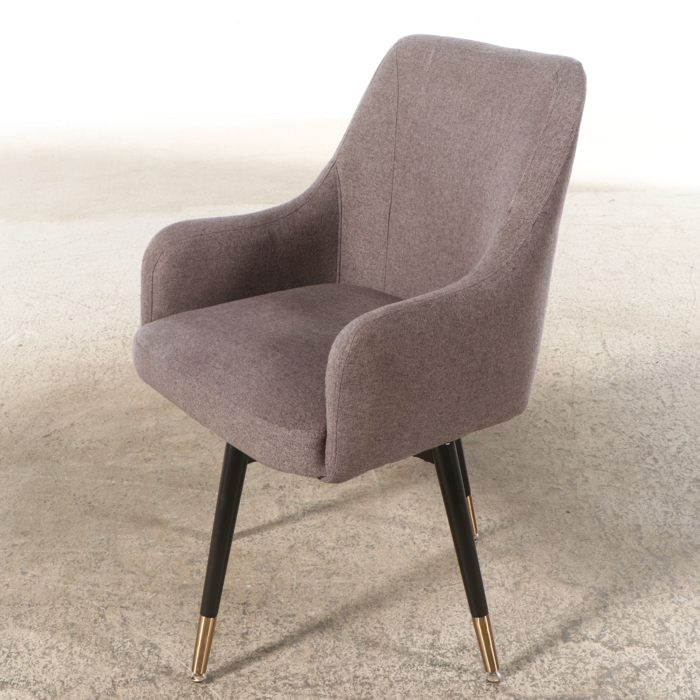 Contemporary Mid Century Modern Style Upholstered Swivel Chair with Metal Legs