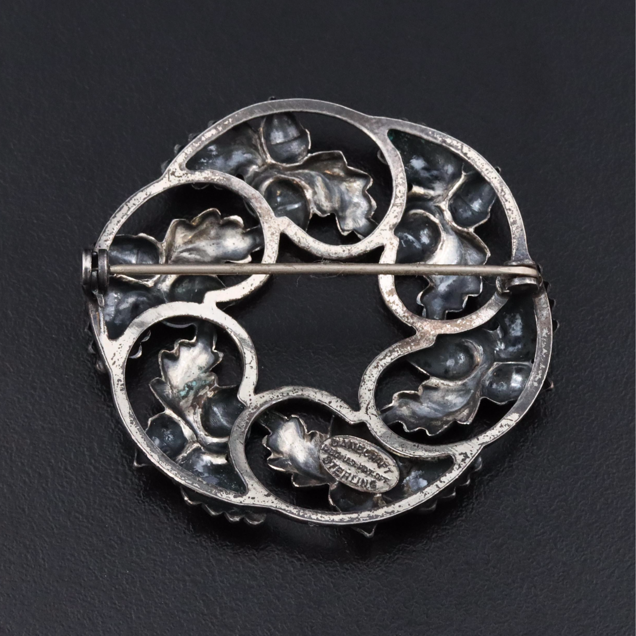 Vintage Danecraft Sterling Leaf and Acorn Wreath Brooch