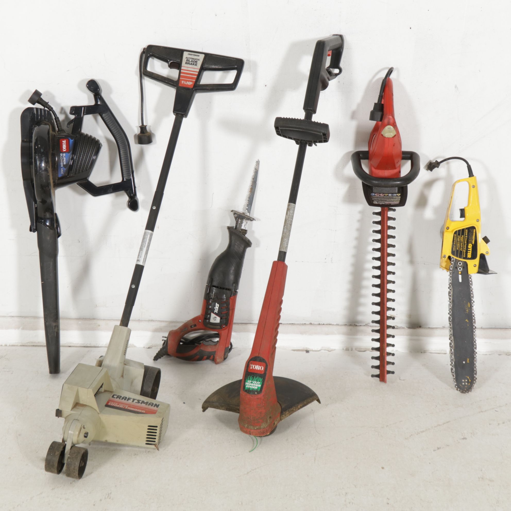 Corded Electric Lawn Tools with Edge Trimmer, Blower, and Saws