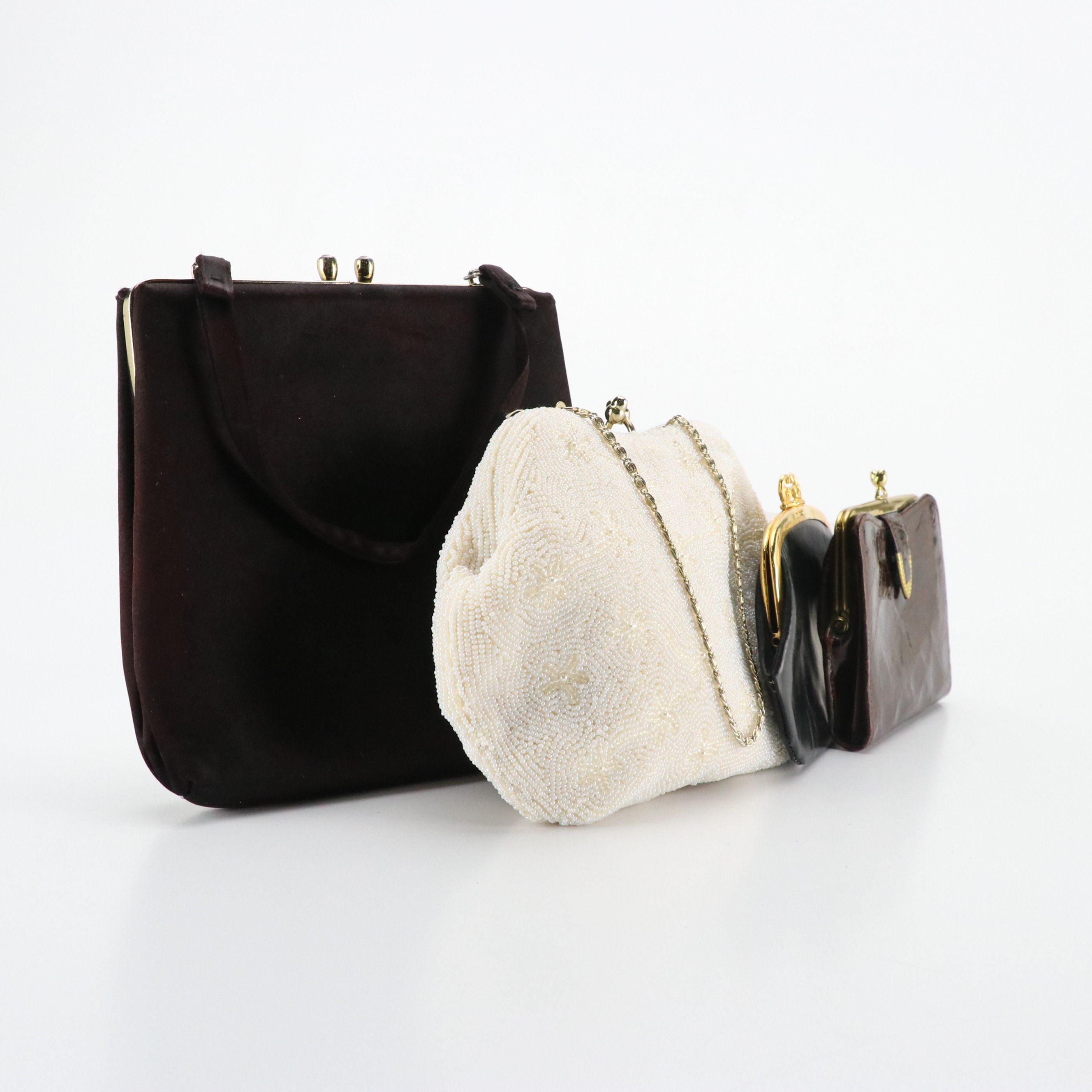 Harry Levine Satin Bag, Japanese Microbead Purse, Alligator Wallet, Coin Pouch