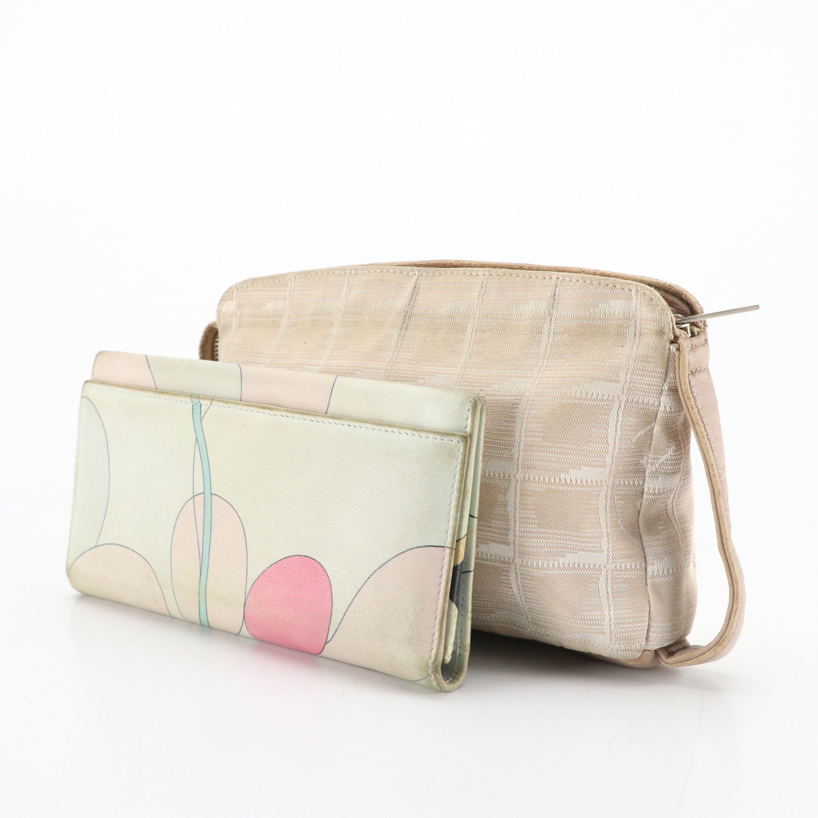 Chanel Jacquard Travel Line Zip Pouch and Emilio Pucci Printed Lambskin Wallet