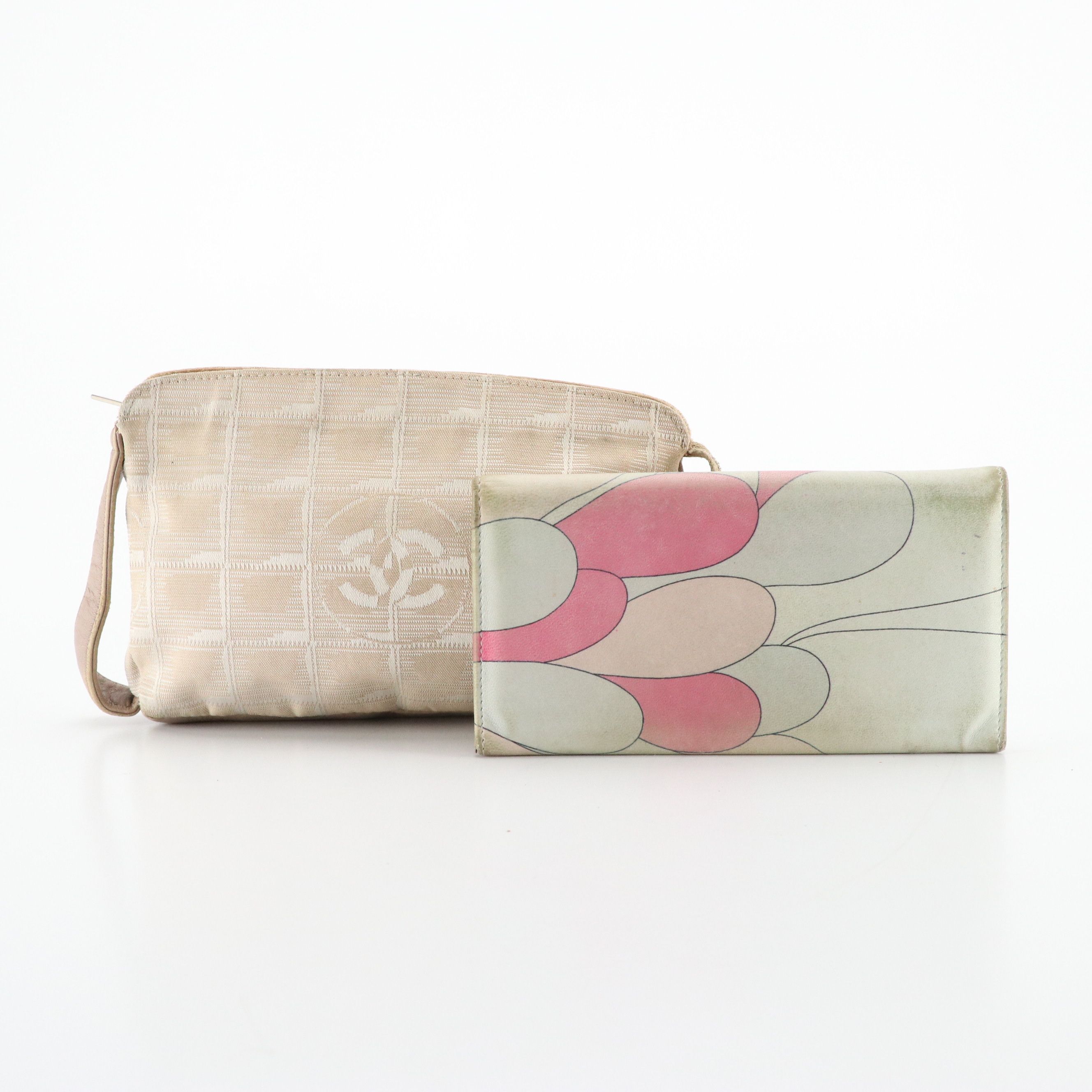 Chanel Jacquard Travel Line Zip Pouch and Emilio Pucci Printed Lambskin Wallet