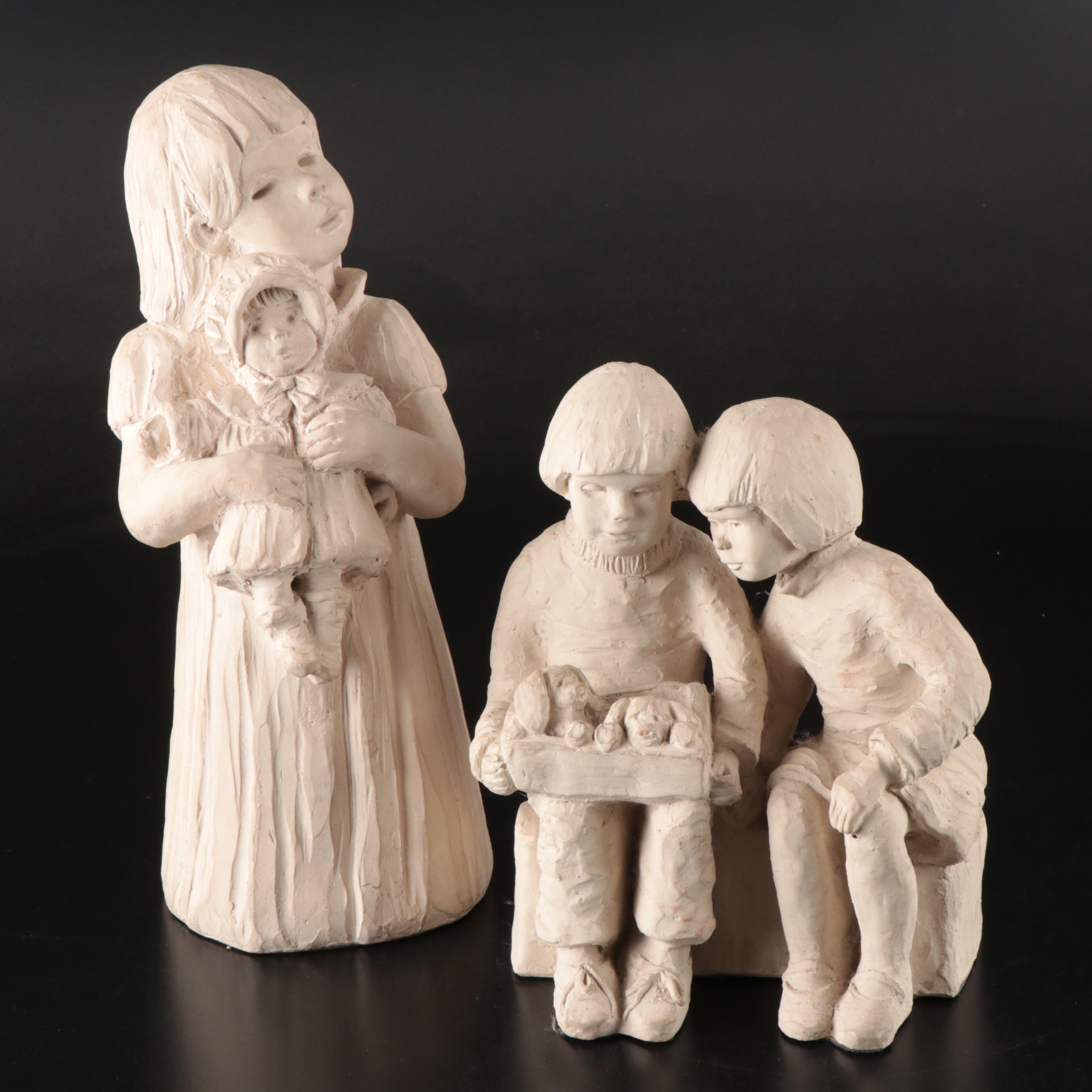 Austin Productions Signed Dee Crowley "Bright Eyes" Garden Sculptures