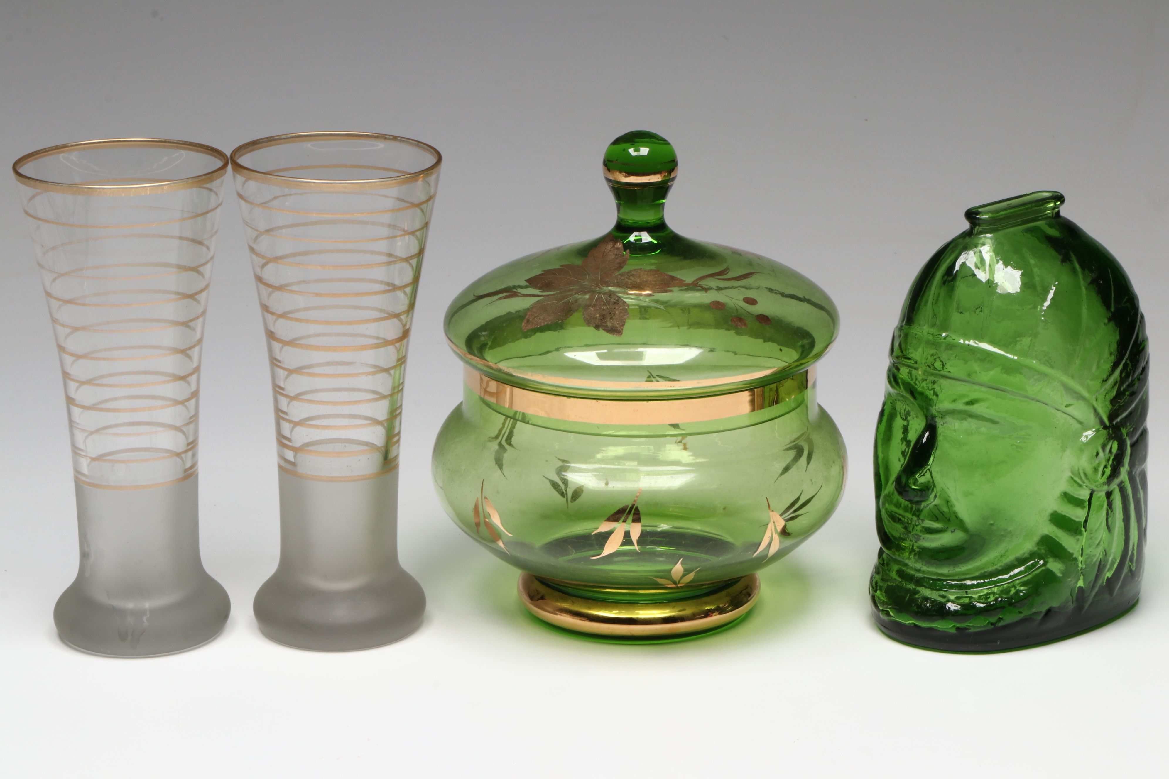 Vintage Glass Serving Bowl with Other Tableware and Decor