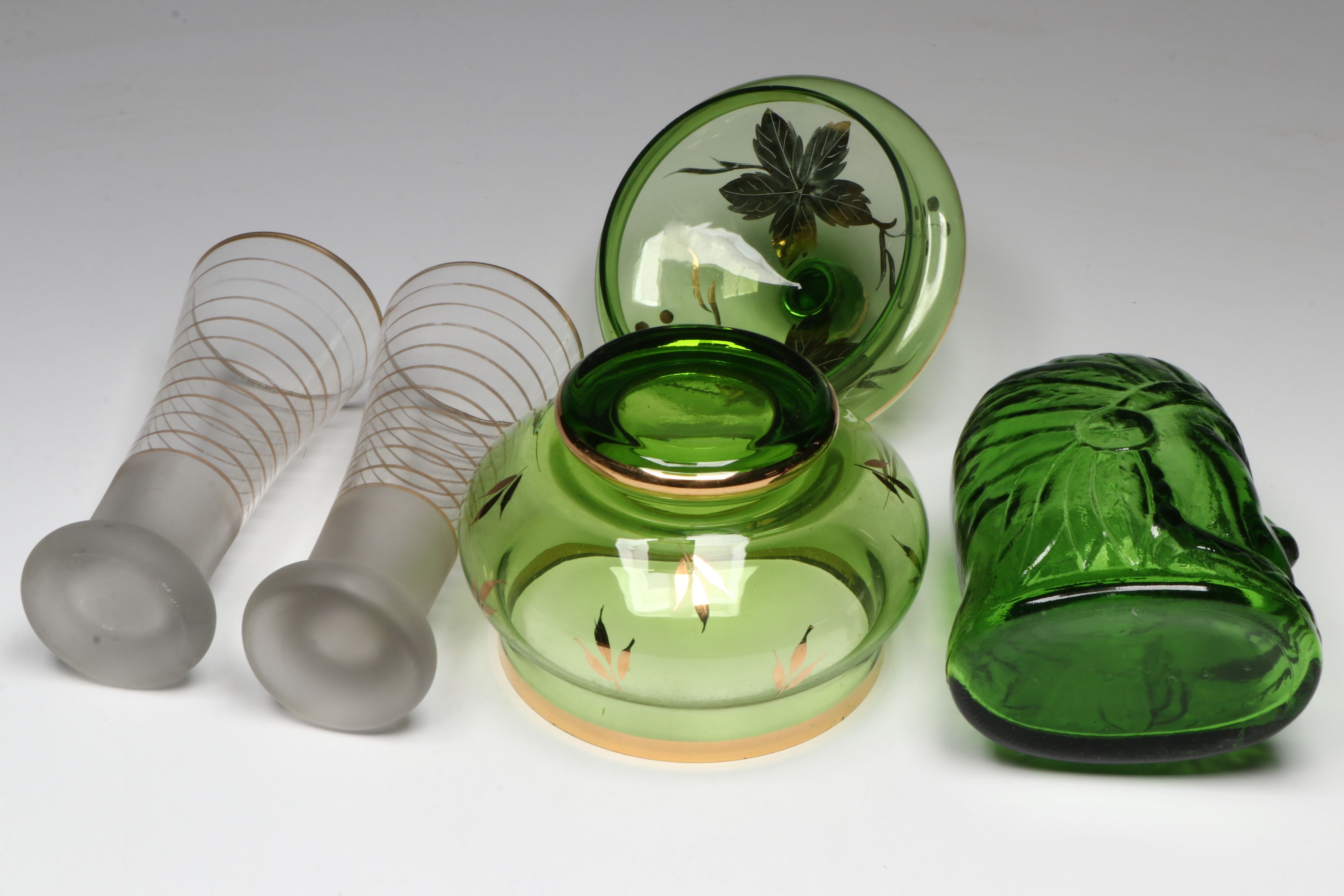 Vintage Glass Serving Bowl with Other Tableware and Decor