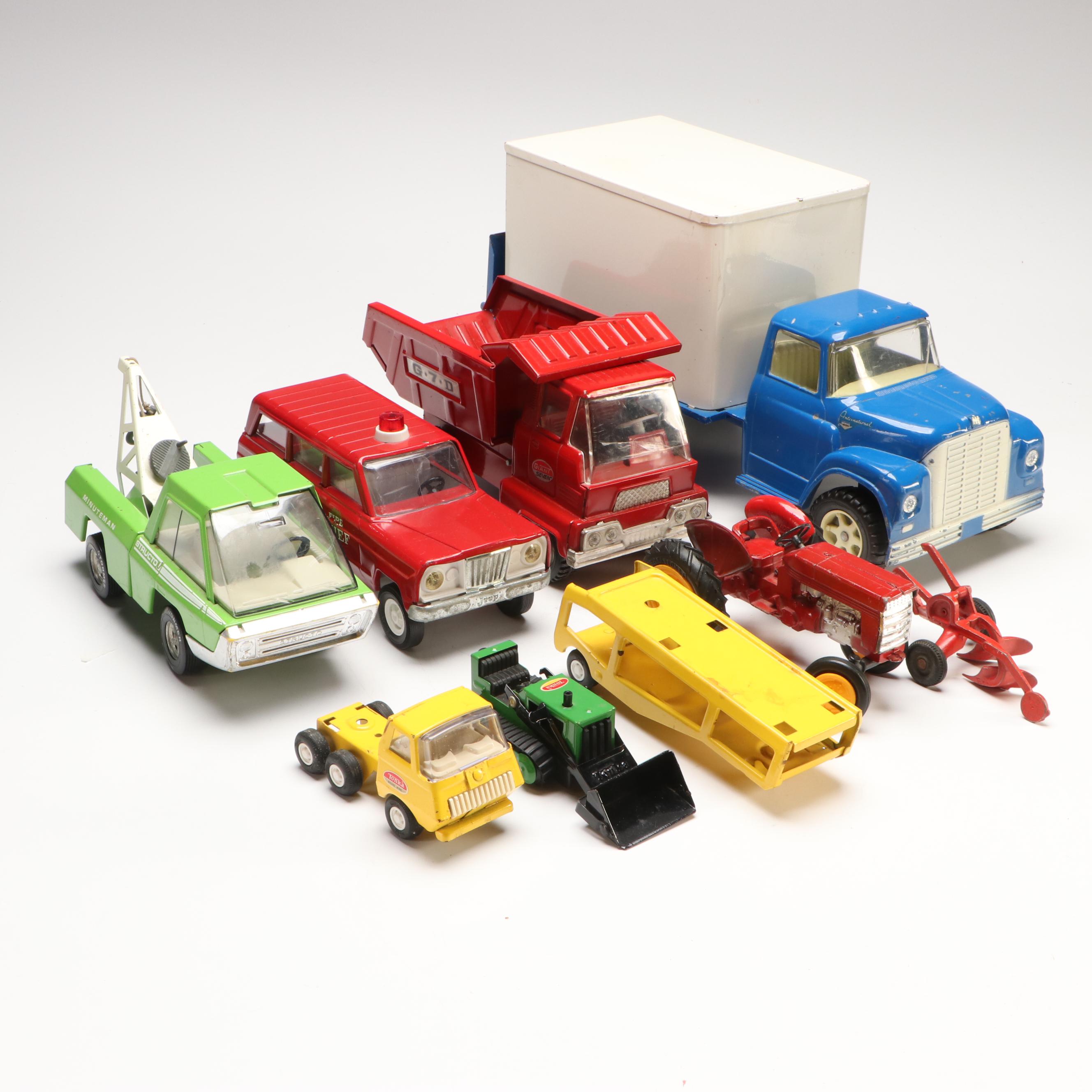 Ertl Box Truck with Tonka, Structo and More Vintage Diecast Vehicles
