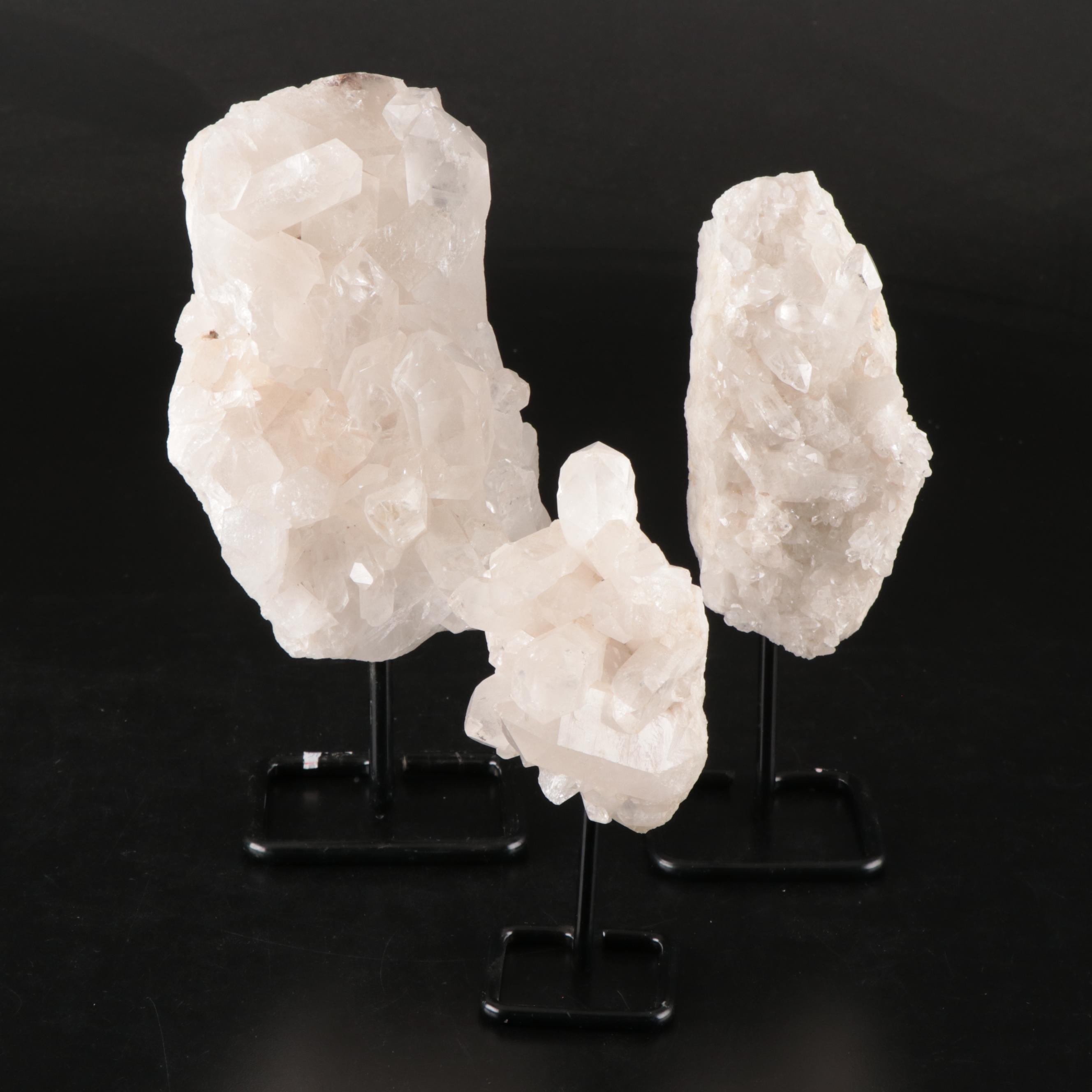 Natural Quartz Clusters on Display Stands
