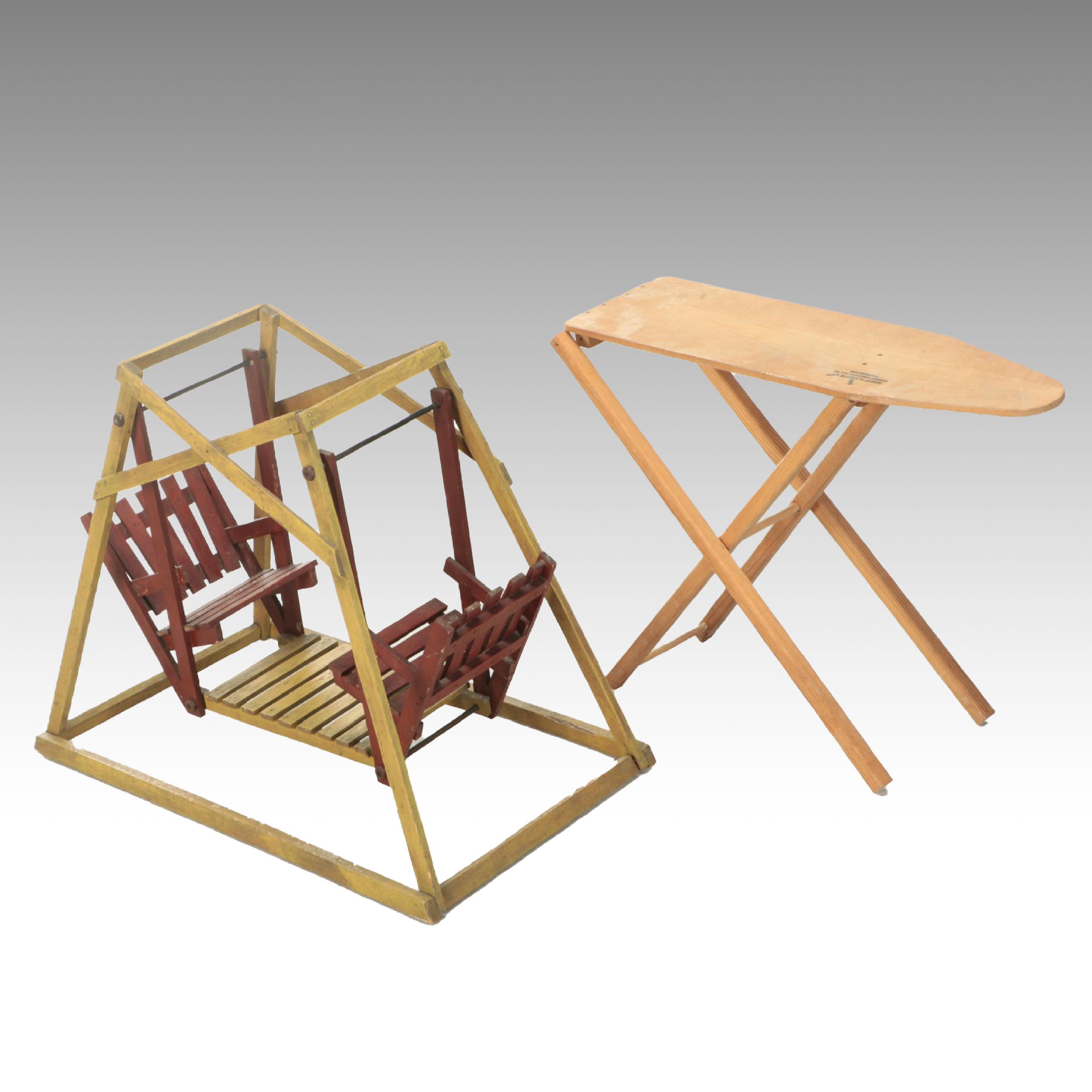 Transogram Children's Ironing Board with Double Doll Swing, Mid-20th Century