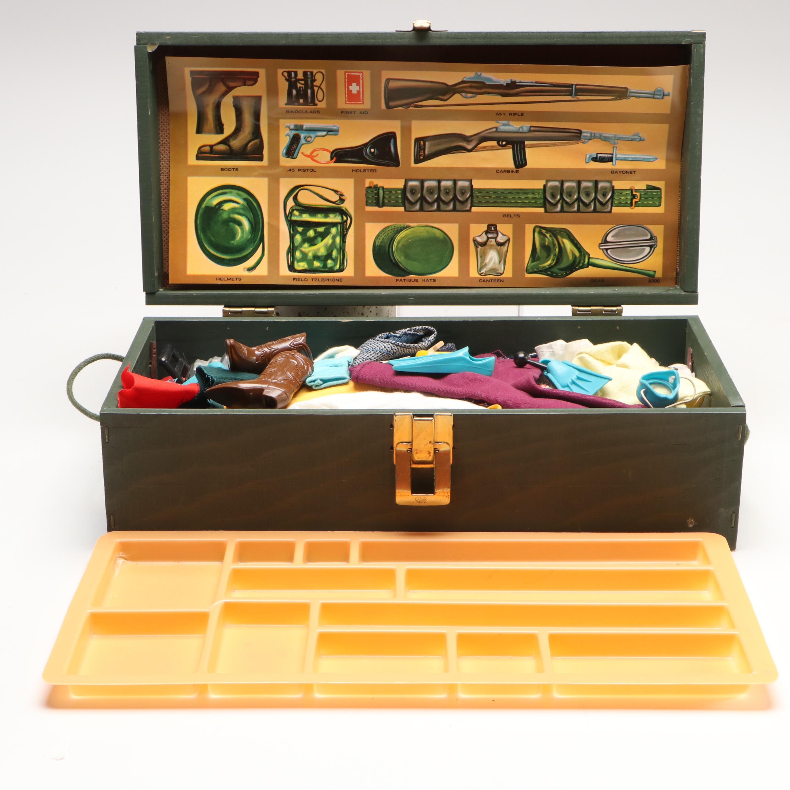Hasbro G.I. Joe Wooden Footlocker with Doll Clothing and Accessories