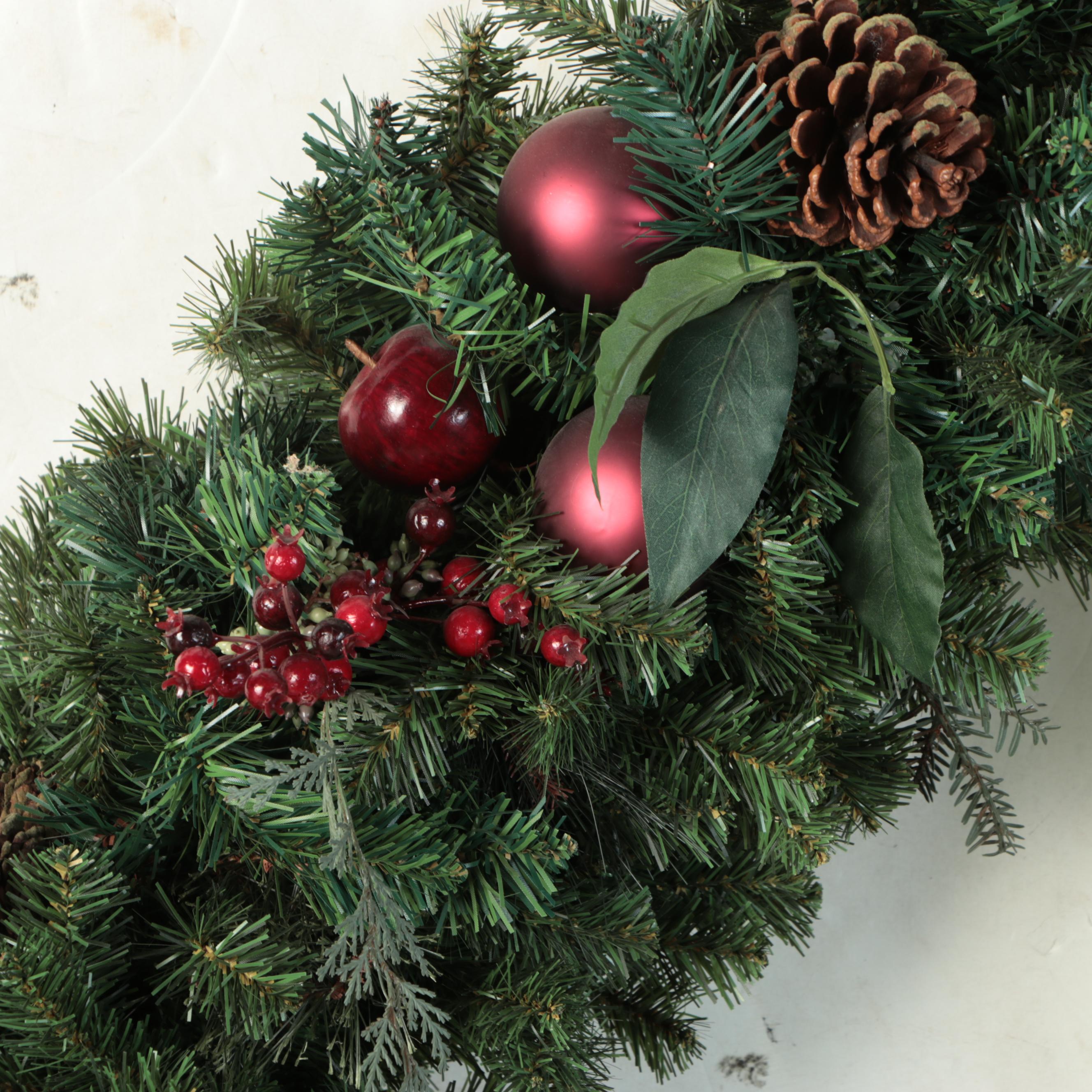Artificial Pine and Ornament Embellished Large Wreath