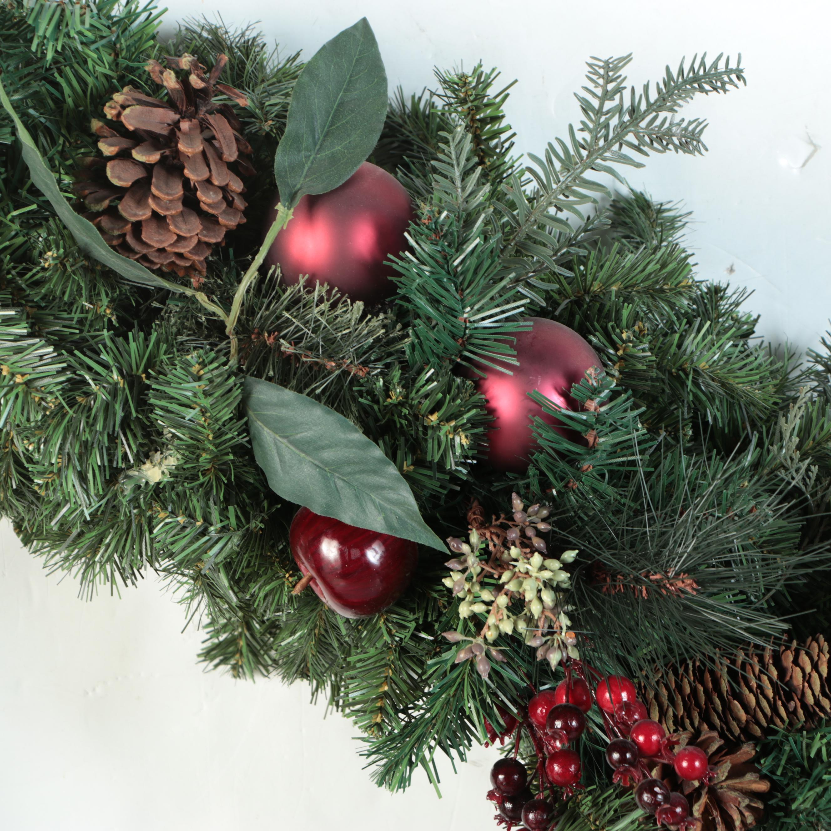 Artificial Pine and Ornament Embellished Large Wreath