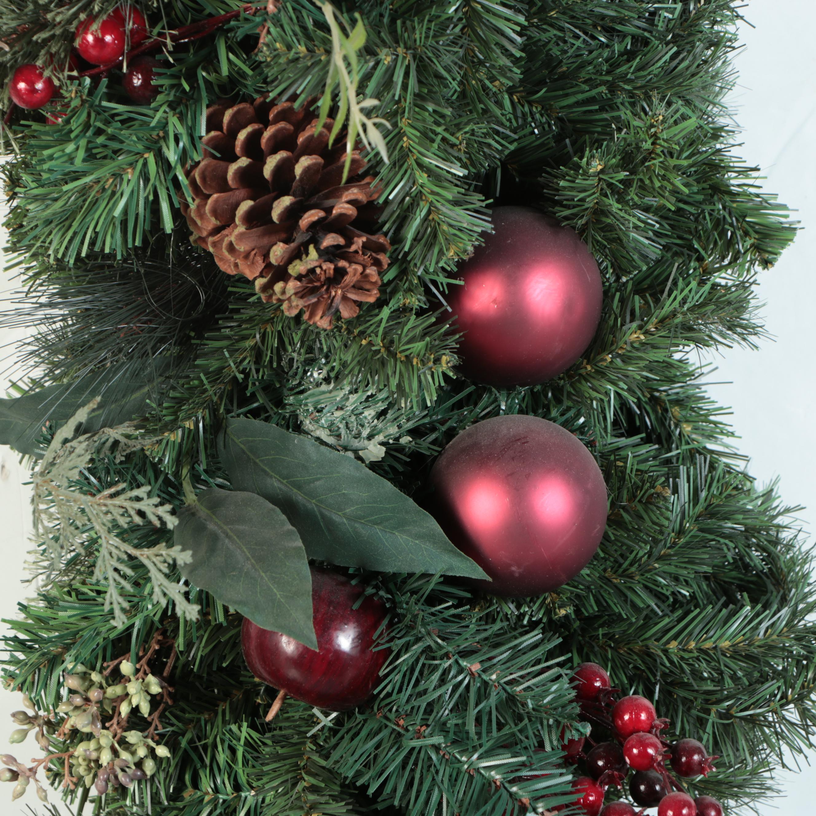 Artificial Pine and Ornament Embellished Large Wreath