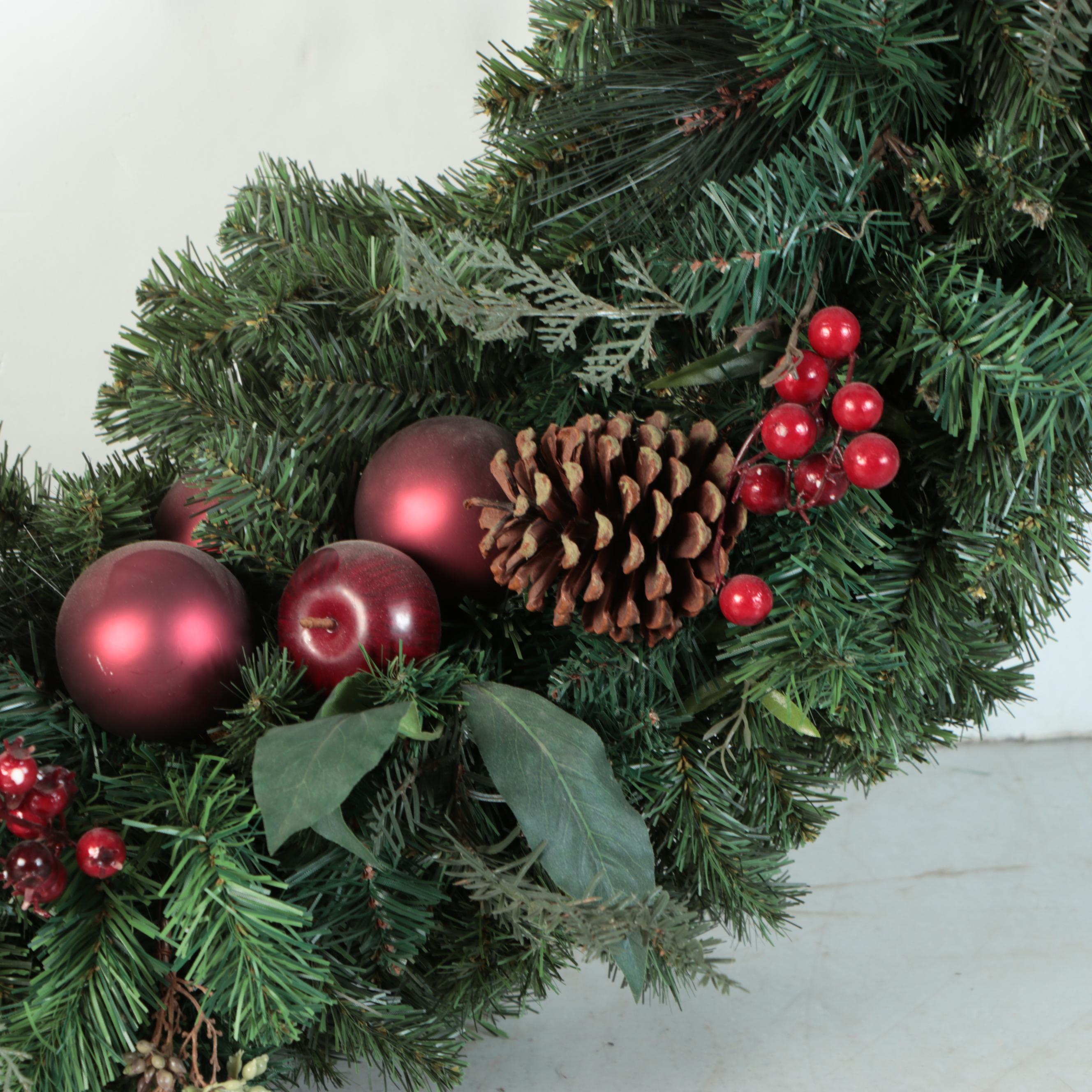 Artificial Pine and Ornament Embellished Large Wreath