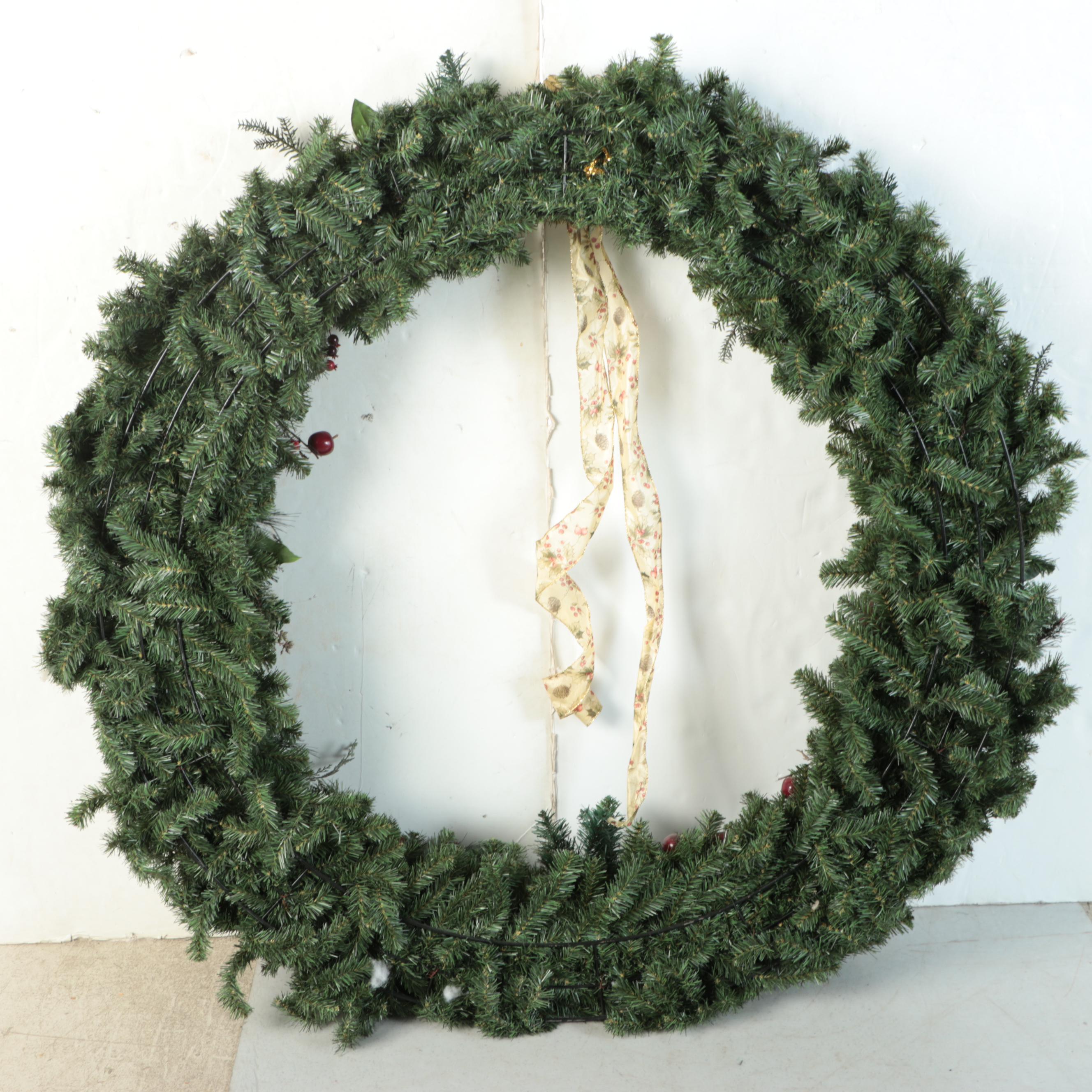 Artificial Pine and Ornament Embellished Large Wreath