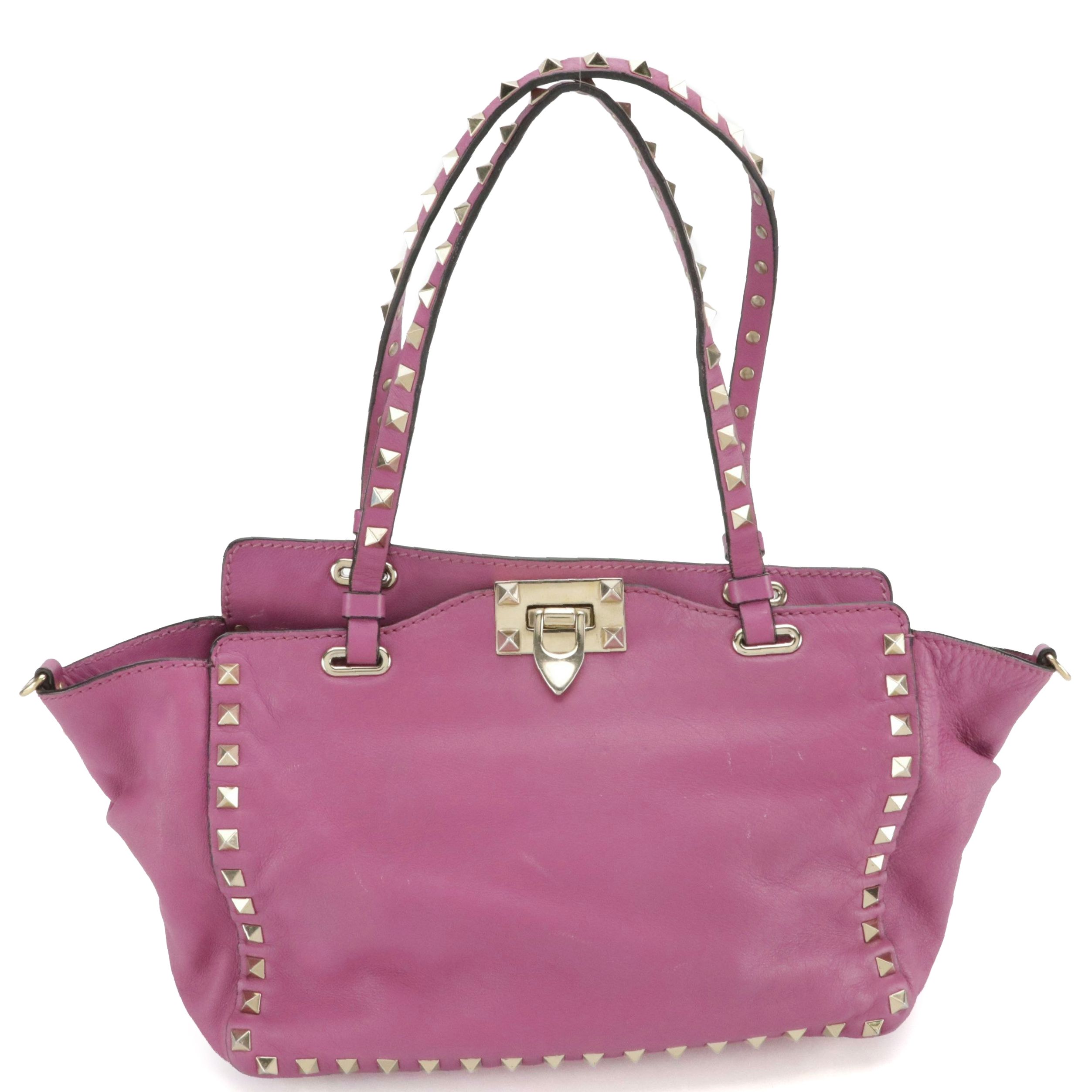 Valentino Garavani Small Rockstud Trapeze Two-Way Bag in Calfskin Leather