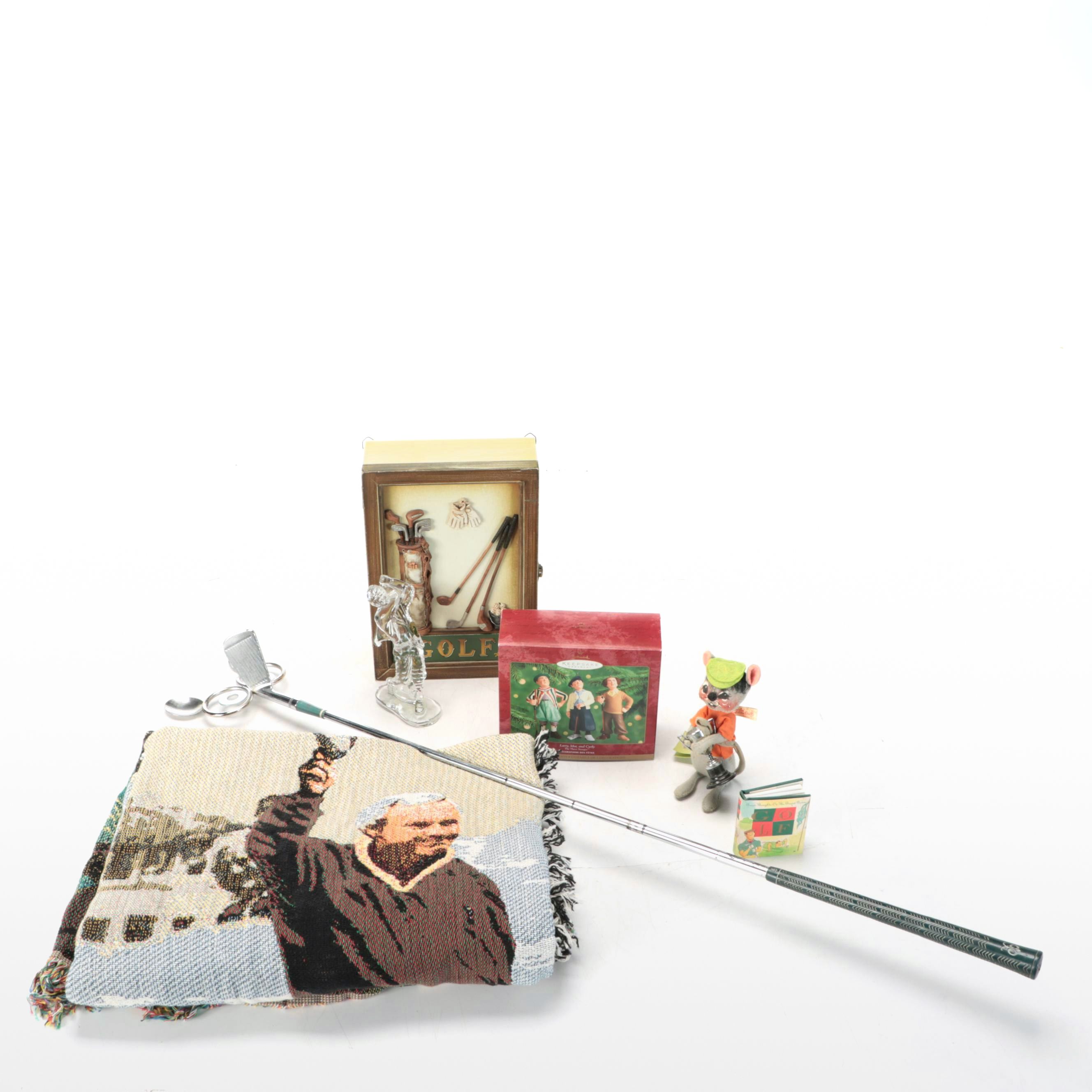 Waterford Crystal Golfer Figurine with Arnold Palmer Throw with  and Other Décor