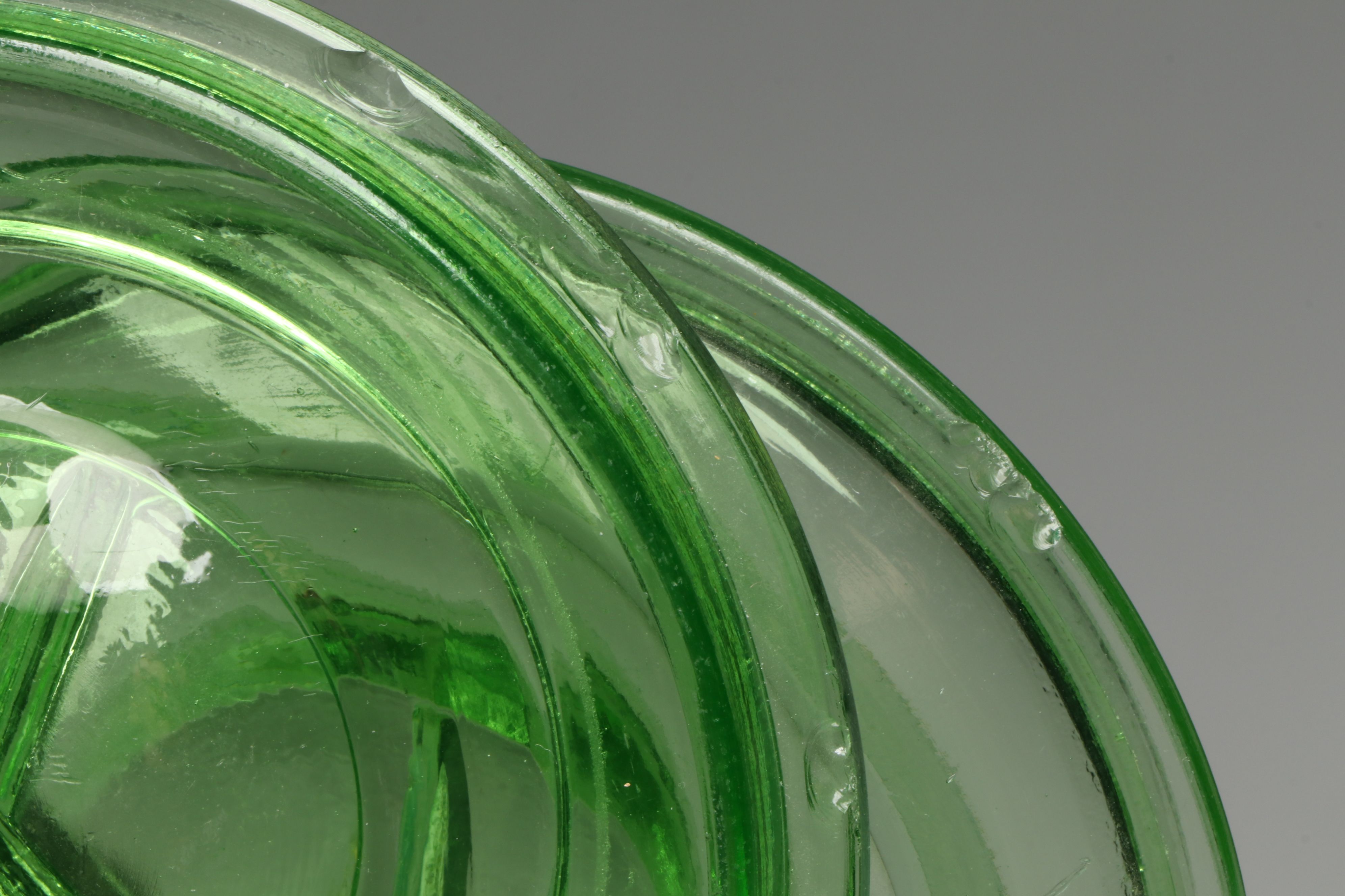 Art Deco Style Creamer and Sugar Bowl with More Uranium Glass Dinnerware