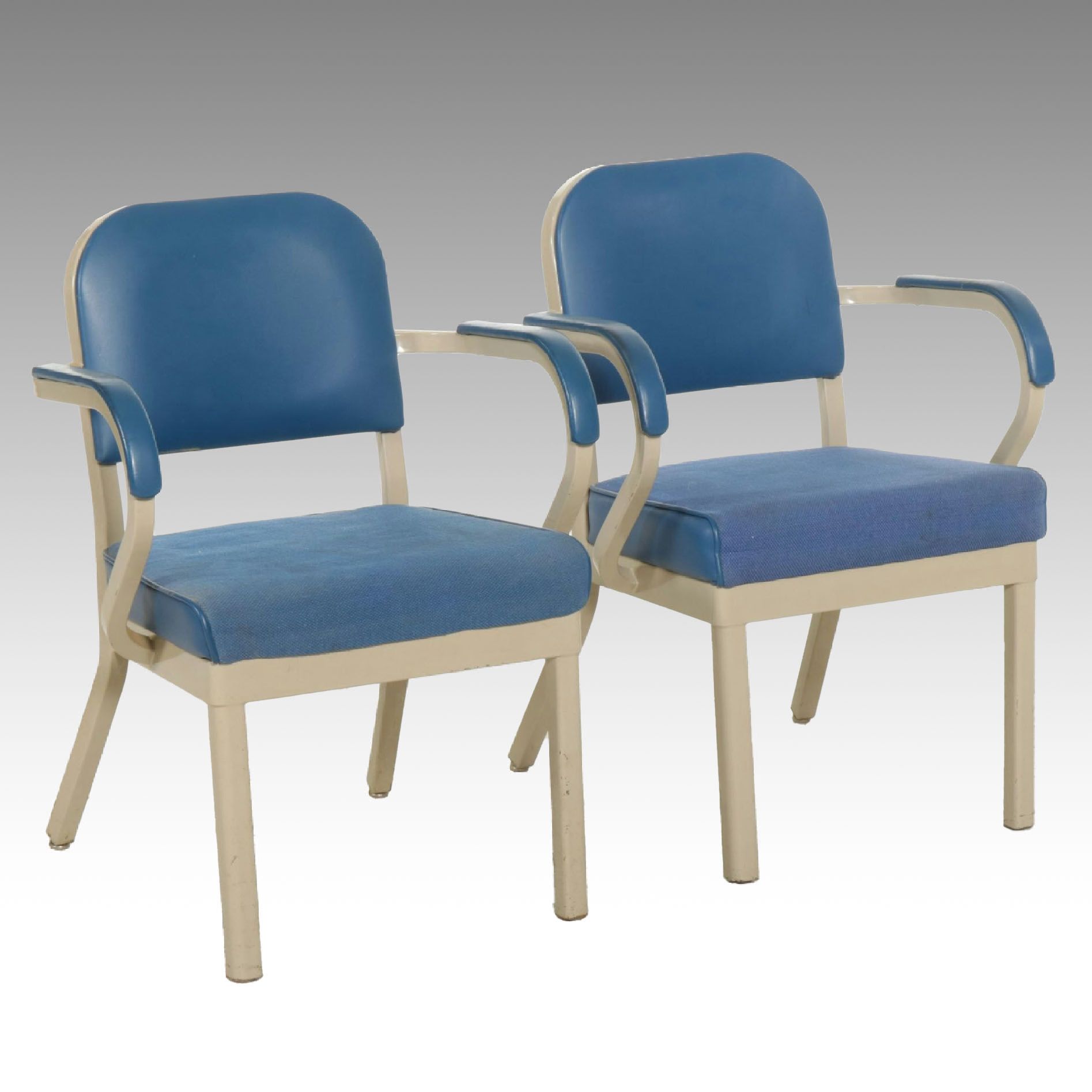 Pair of Harter Metal Frame Office Chairs with Fabric and Faux Leather Upholstery