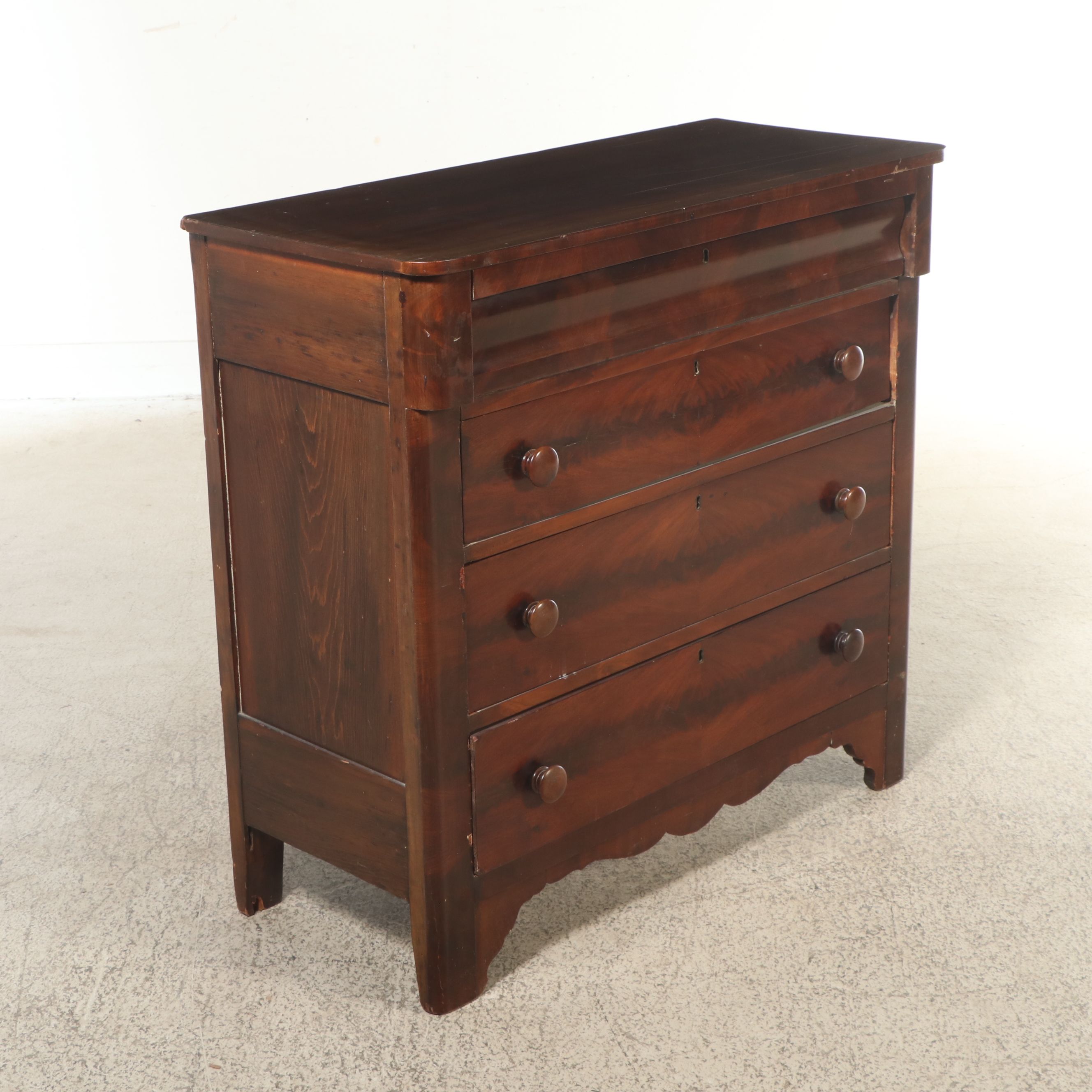 American Empire Style Mahogany Chest of Drawers, Mid to Late 19th Century