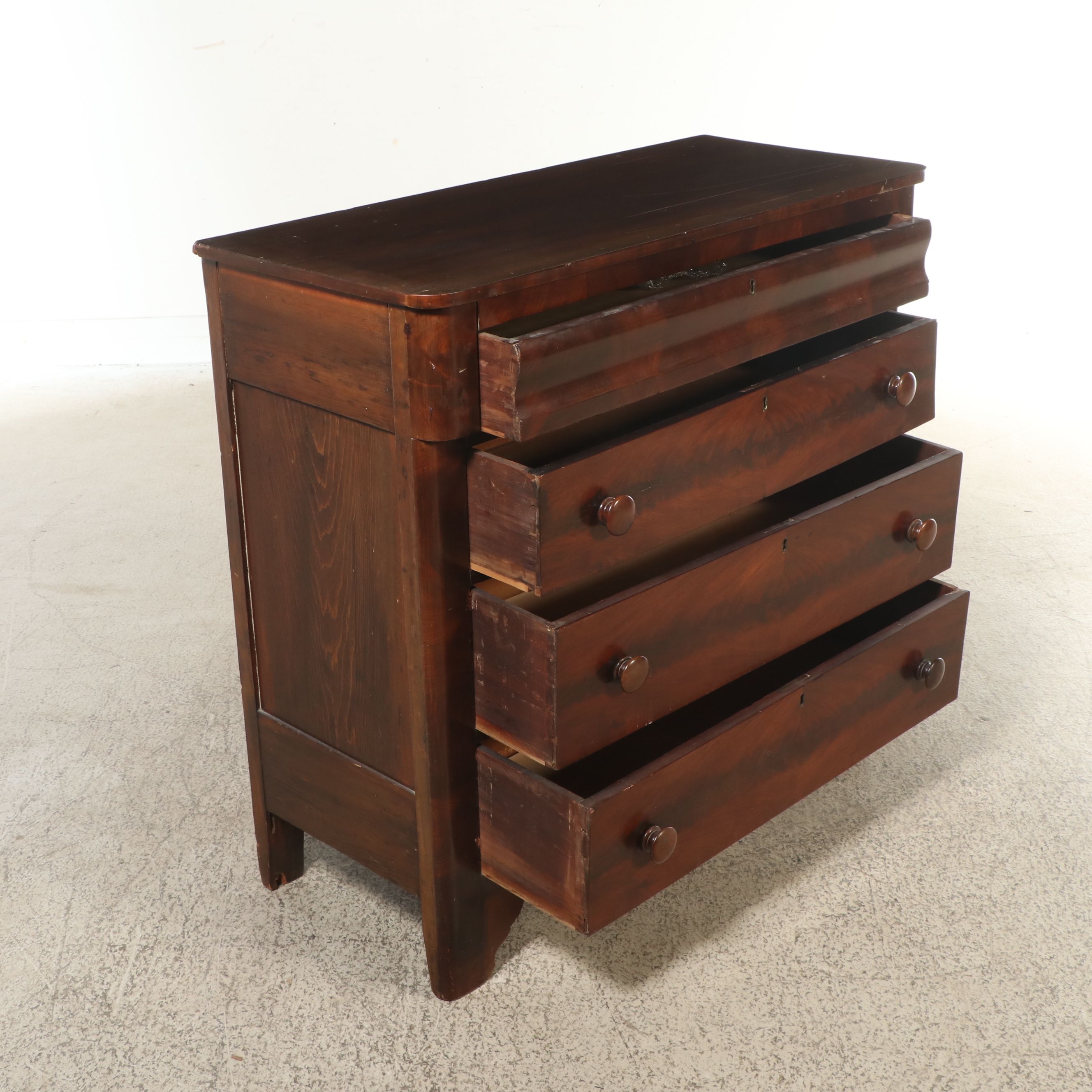 American Empire Style Mahogany Chest of Drawers, Mid to Late 19th Century