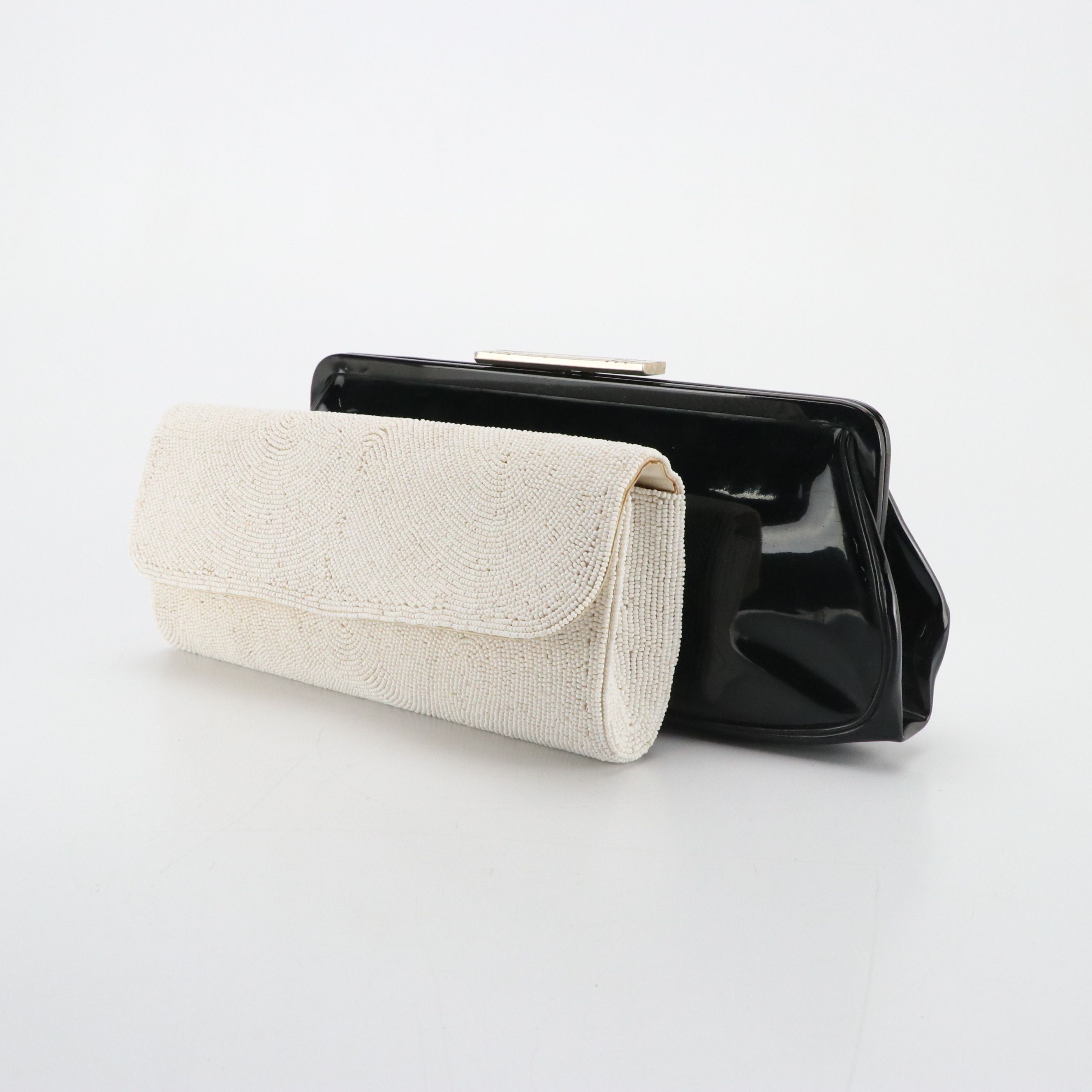 Bags by Josef Beaded Flap Clutch and Garay Black Patent Leather Clutch