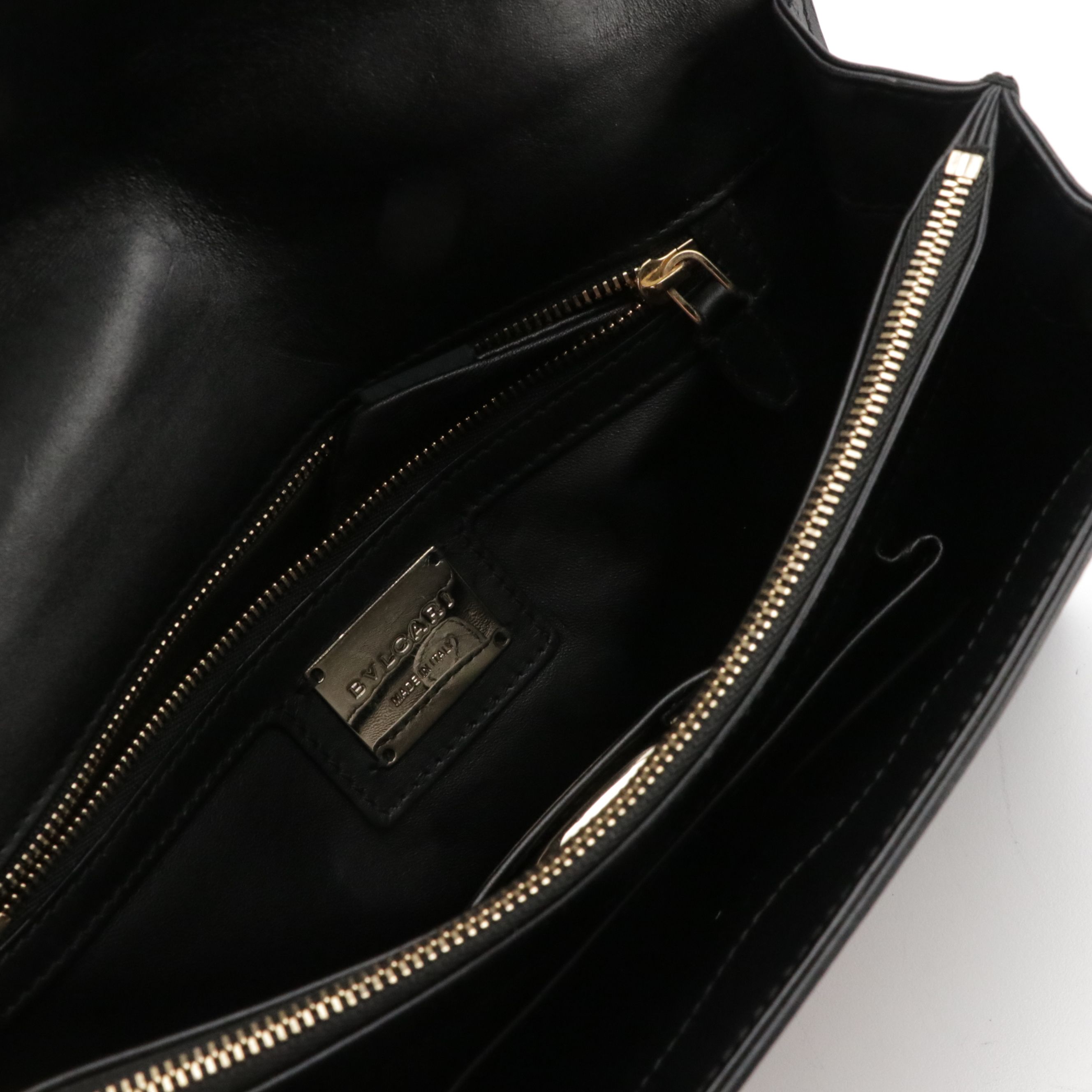 Bvlgari Serpenti Forever Shoulder Bag in Black Leather with Floral Appliqué