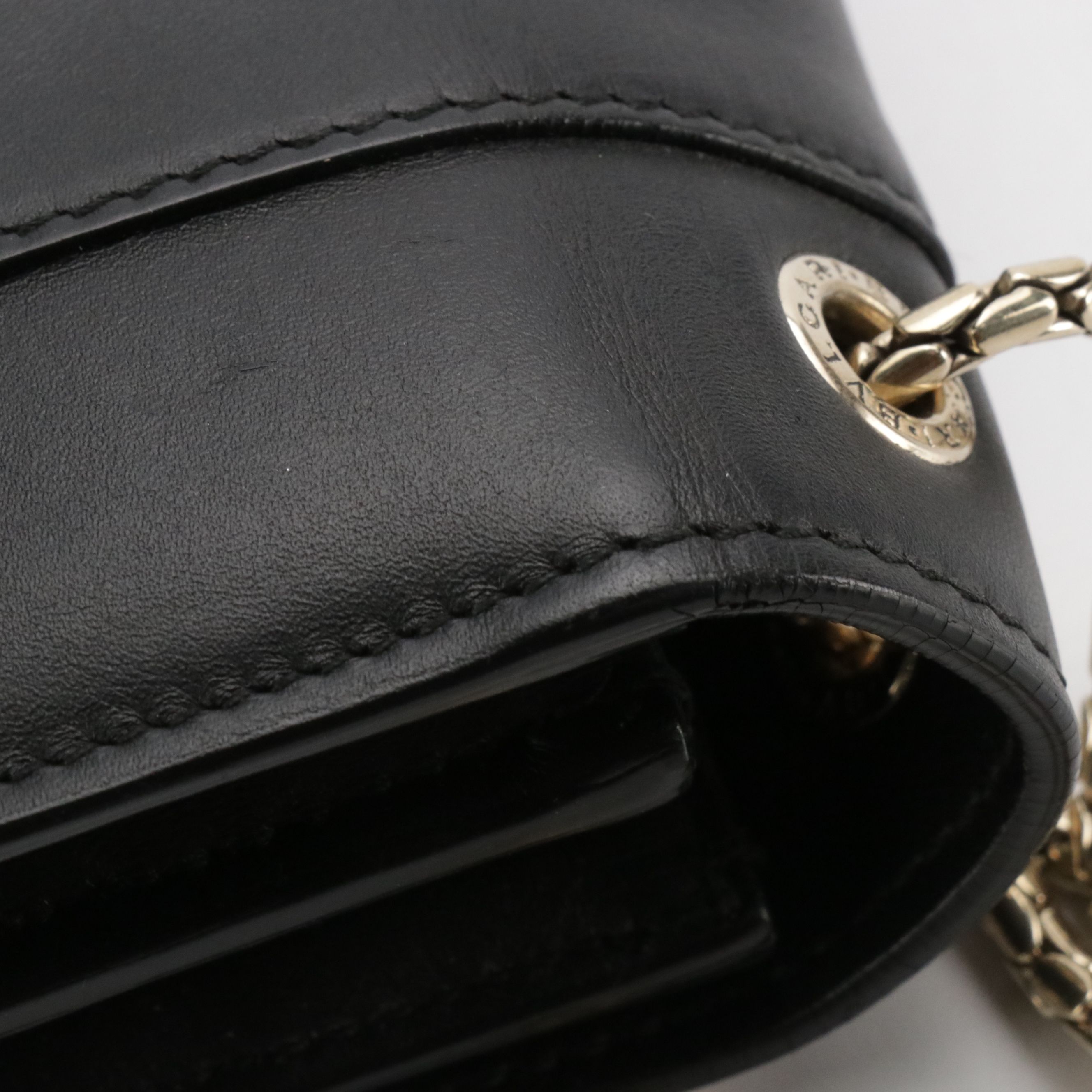 Bvlgari Serpenti Forever Shoulder Bag in Black Leather with Floral Appliqué