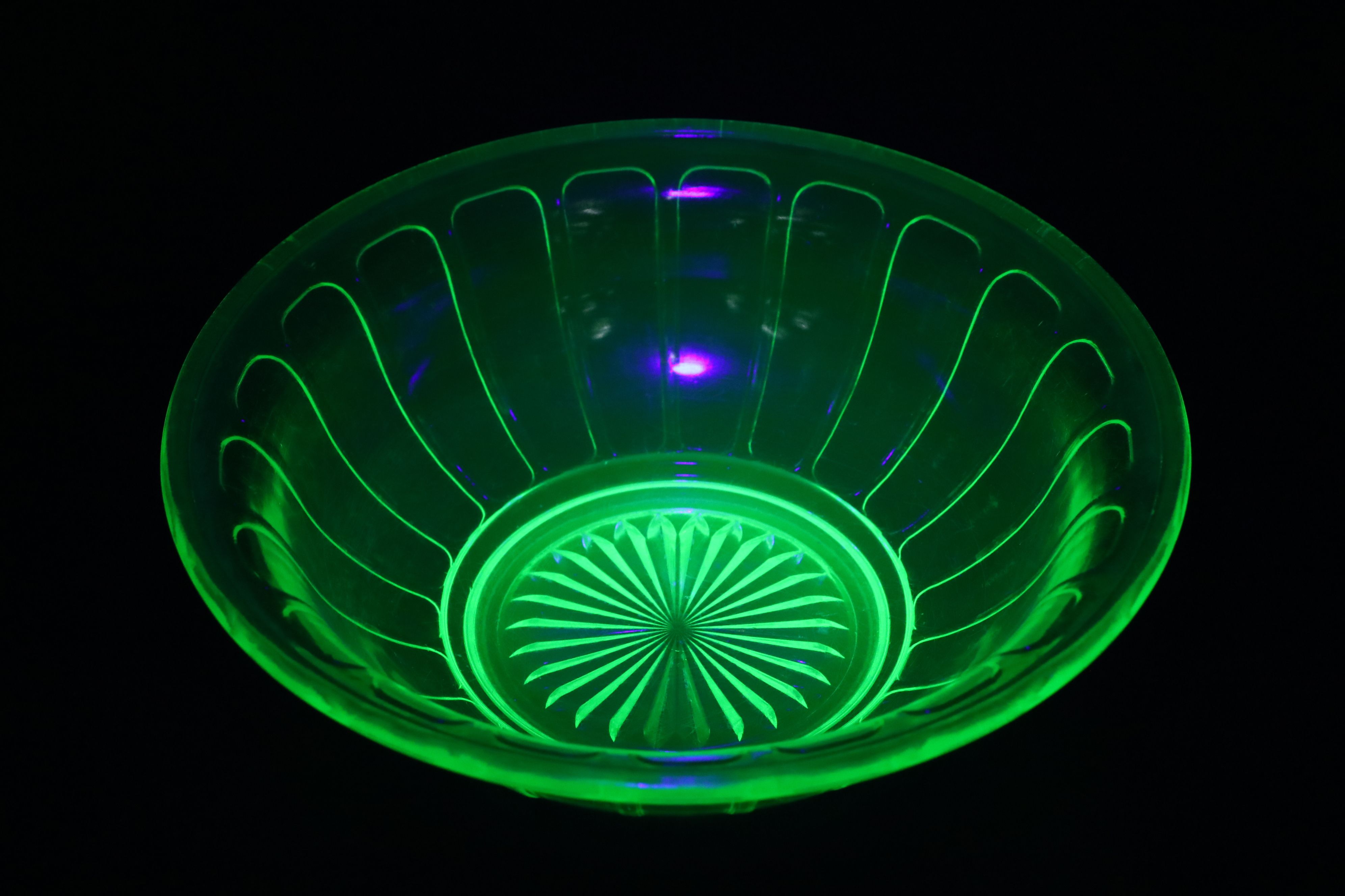 Art Deco Style Creamer and Sugar Bowl with More Uranium Glass Dinnerware