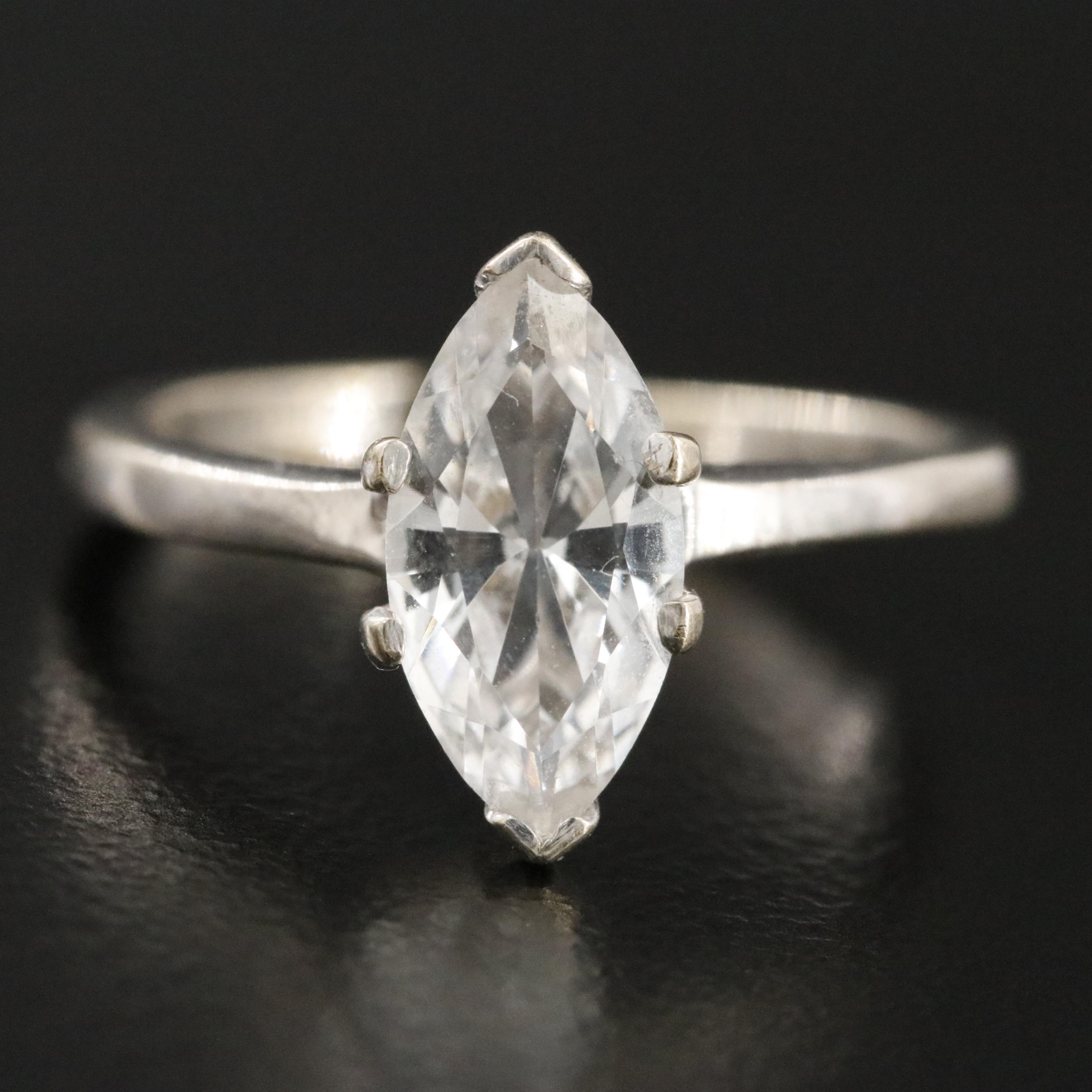 10K White Topaz Solitaire Ring