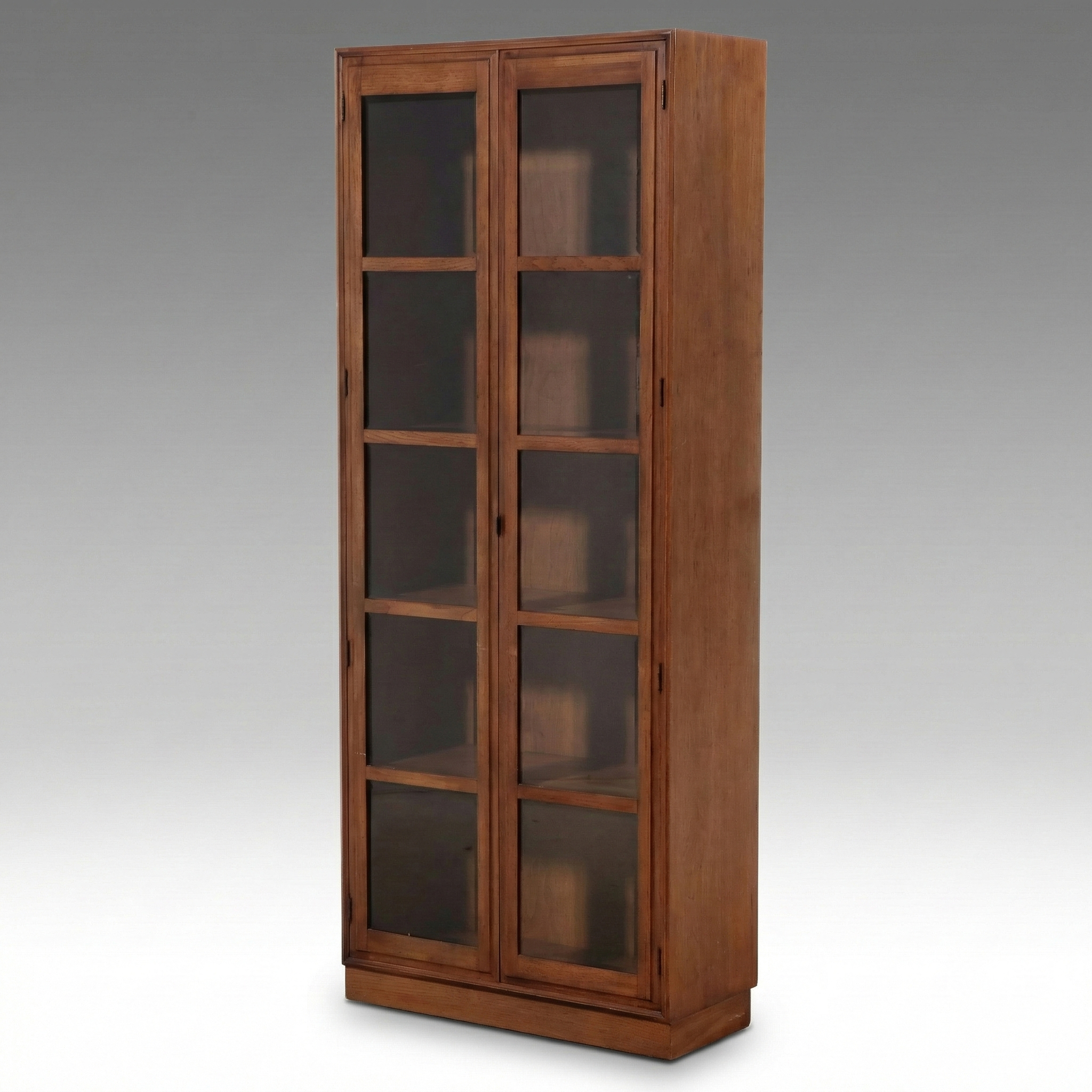 Campaign Style Walnut Display Cabinet, Mid to Late 20th Century
