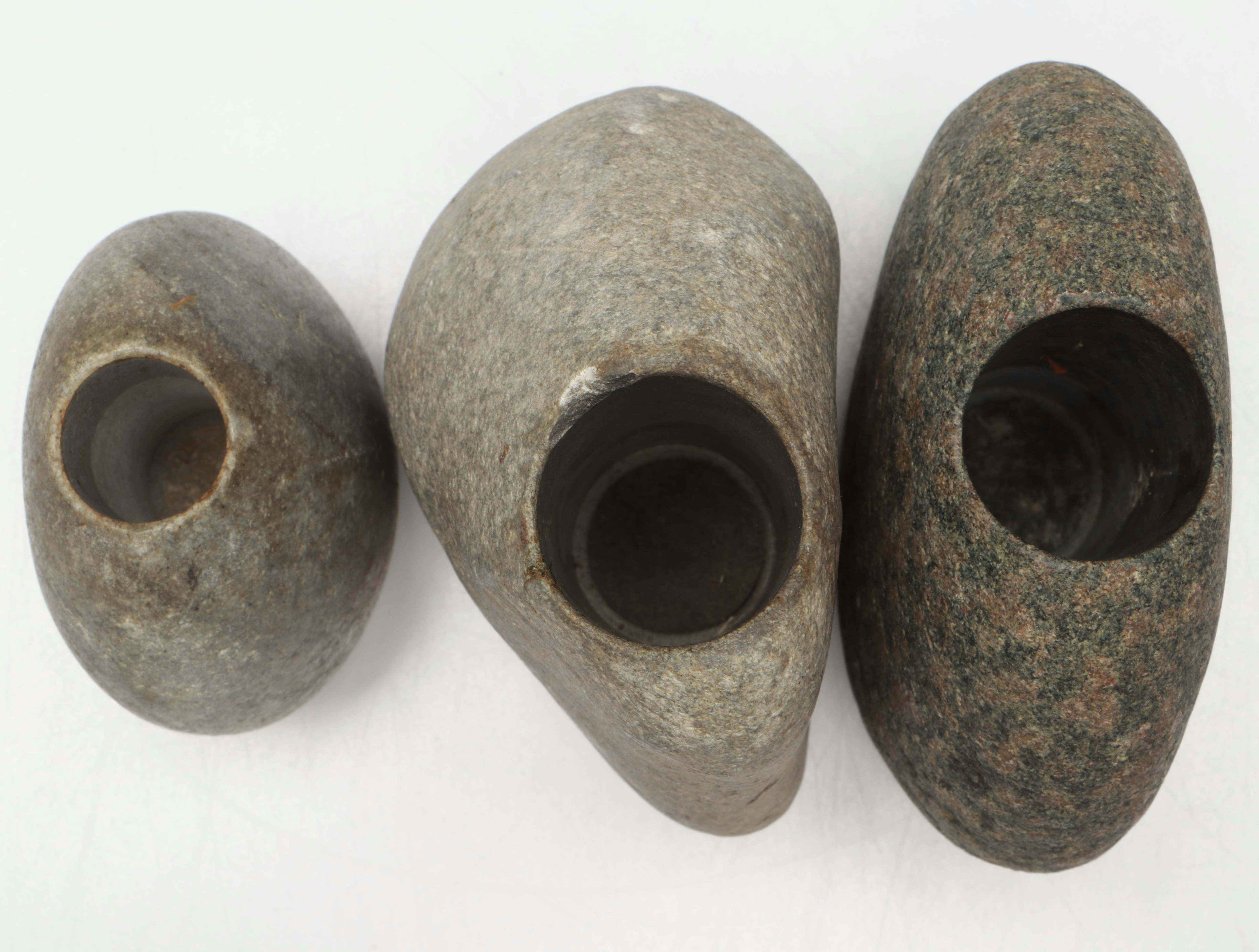 Lee Spiller Hand-Carved Natural Lake Beach Stone Vases