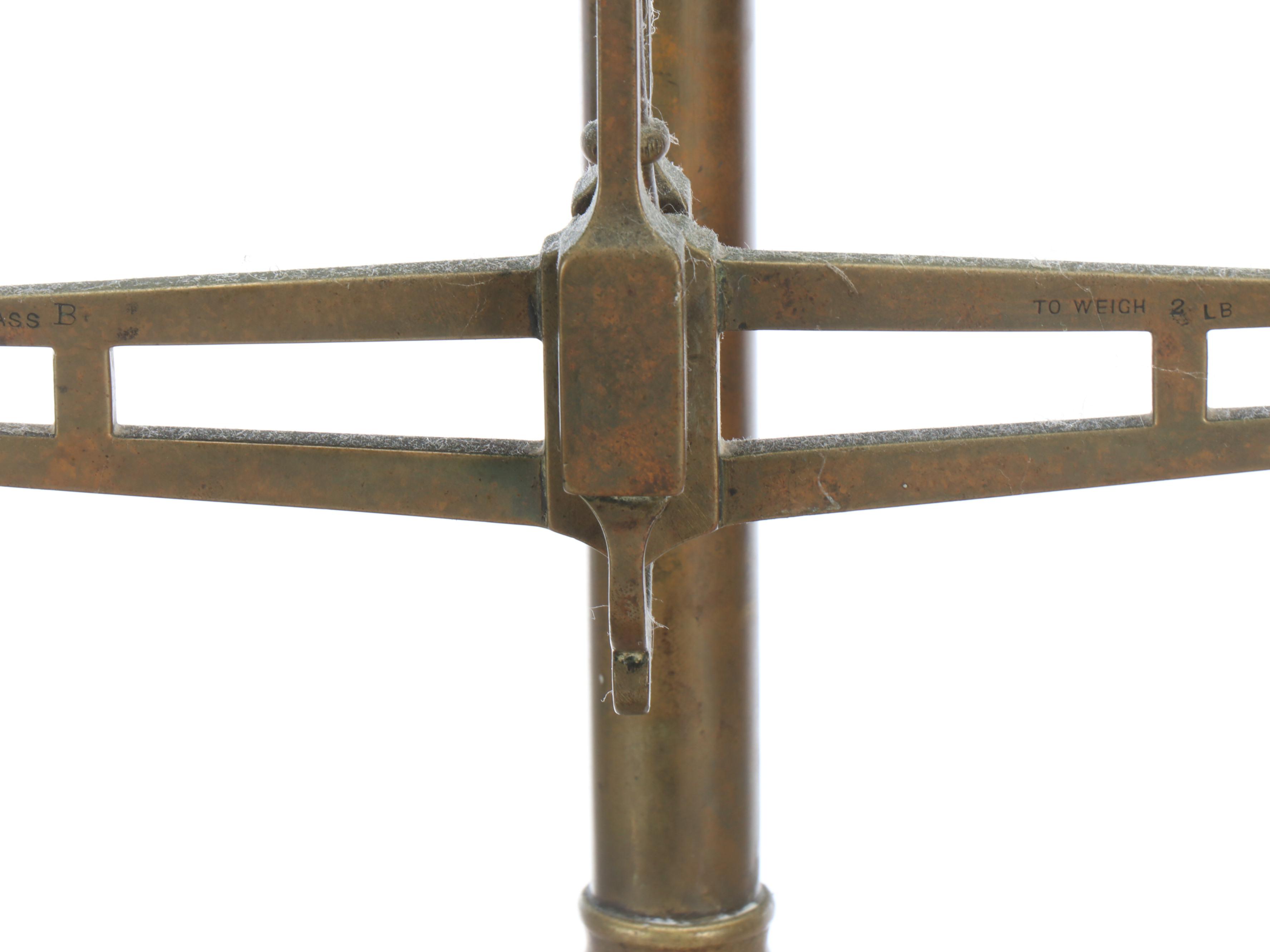 Antique Brass Balance Scale on Wood Base