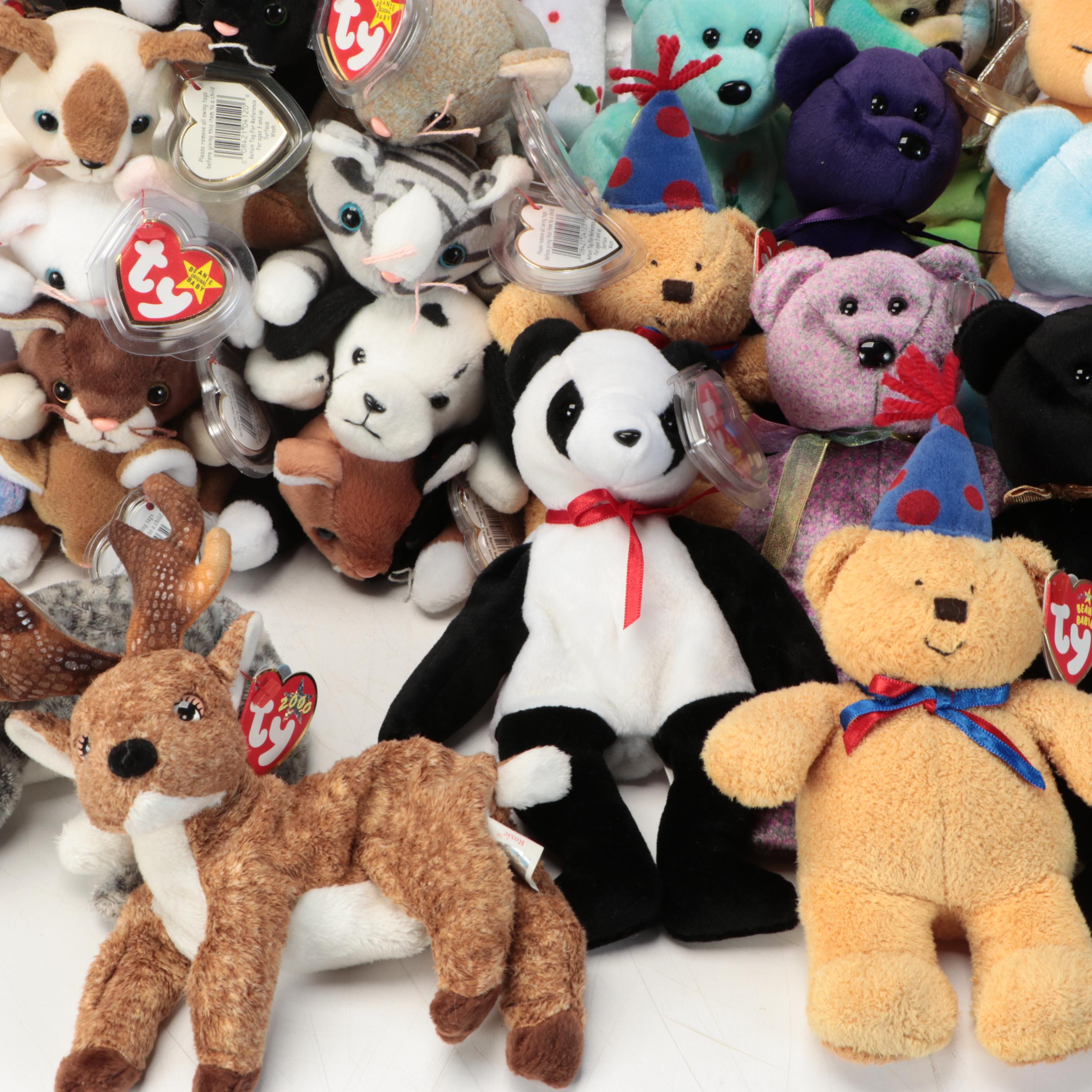 Beanie Babies Featuring Roxie and Purr with Pokémon Snorlax Stuffed Toy