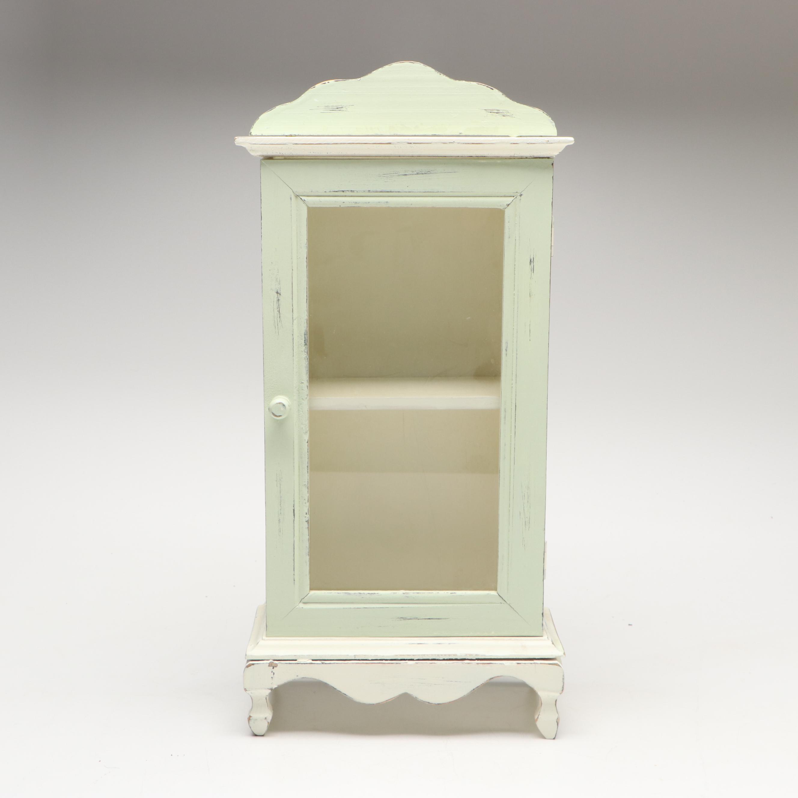 Kingstate Doll Cabinet, Crackle Glaze Art Pottery Vase and Metal Jar