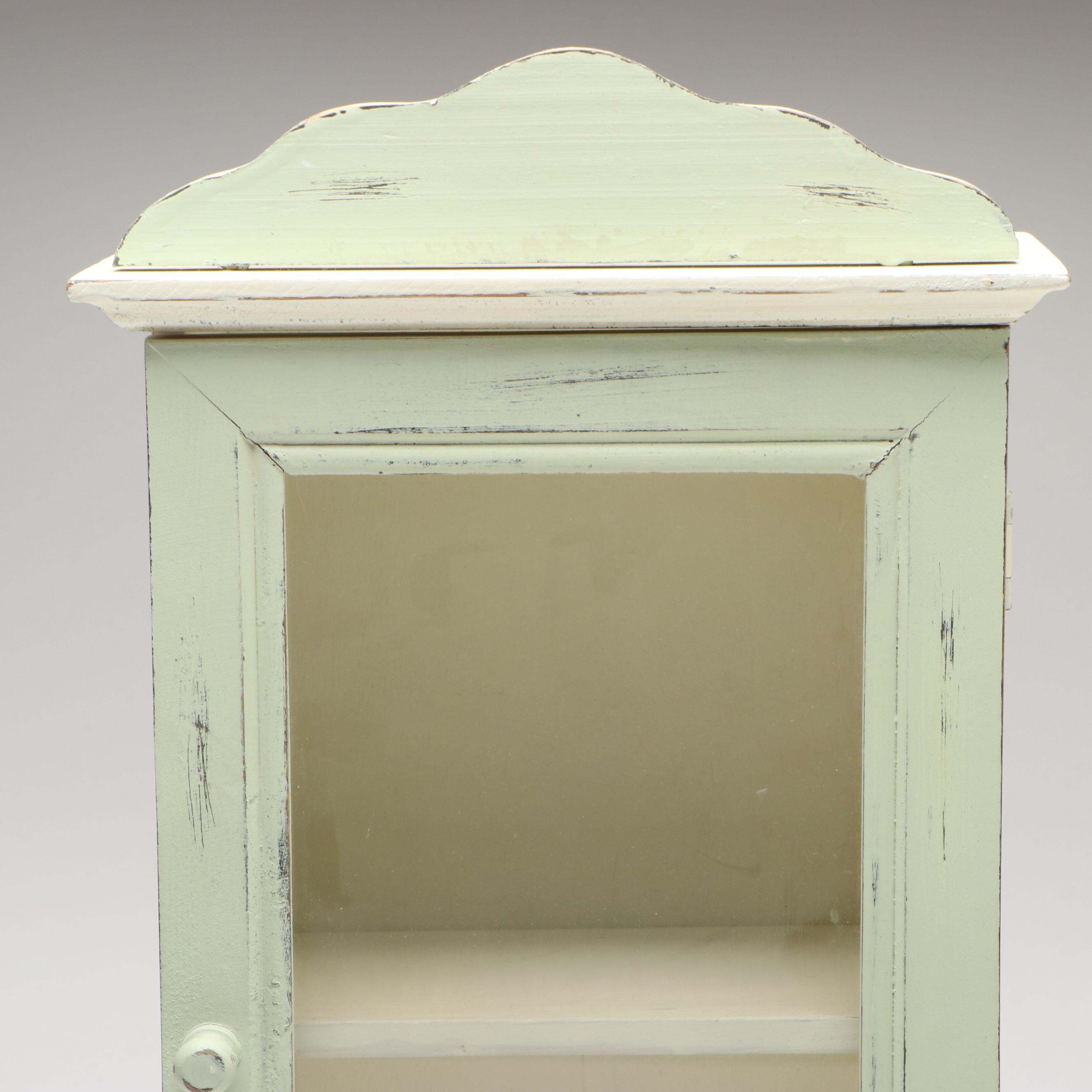 Kingstate Doll Cabinet, Crackle Glaze Art Pottery Vase and Metal Jar