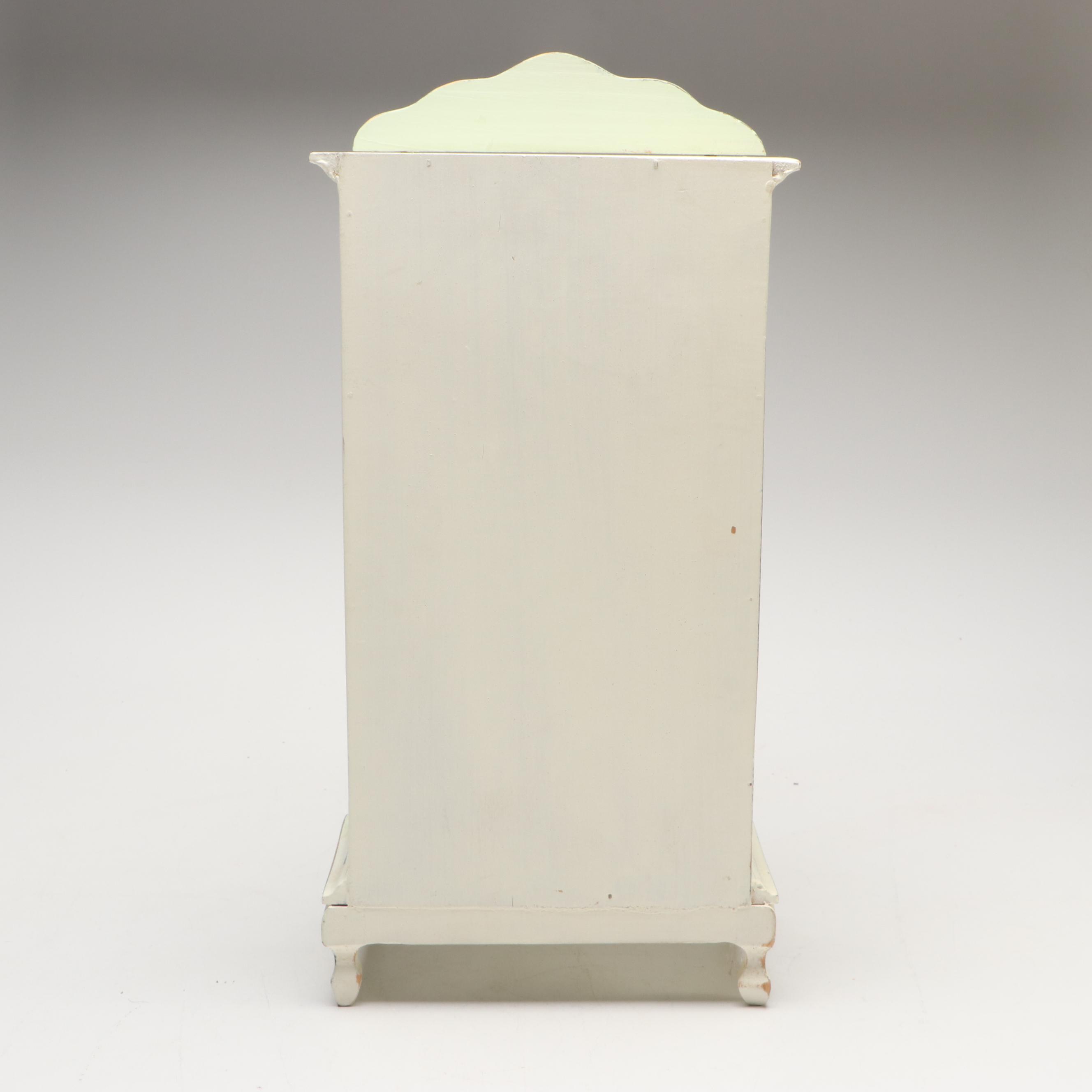 Kingstate Doll Cabinet, Crackle Glaze Art Pottery Vase and Metal Jar