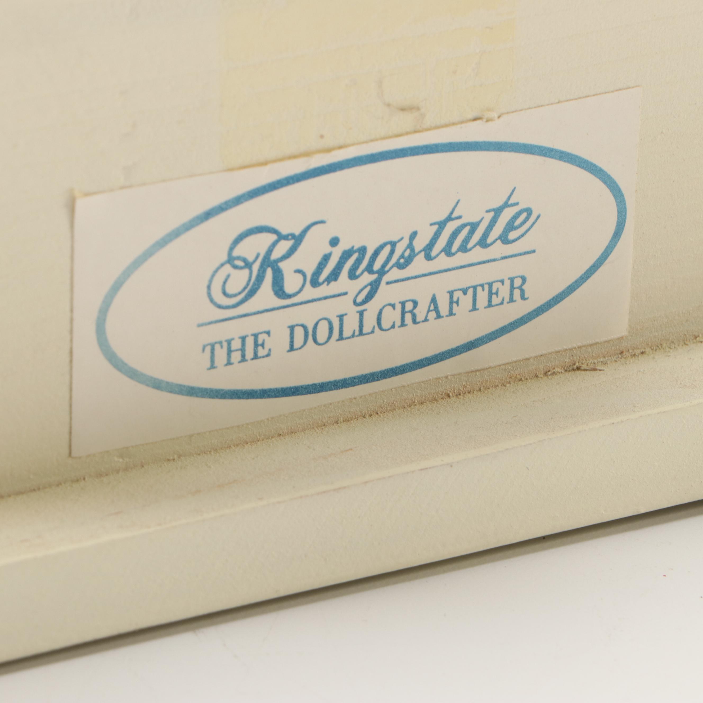 Kingstate Doll Cabinet, Crackle Glaze Art Pottery Vase and Metal Jar