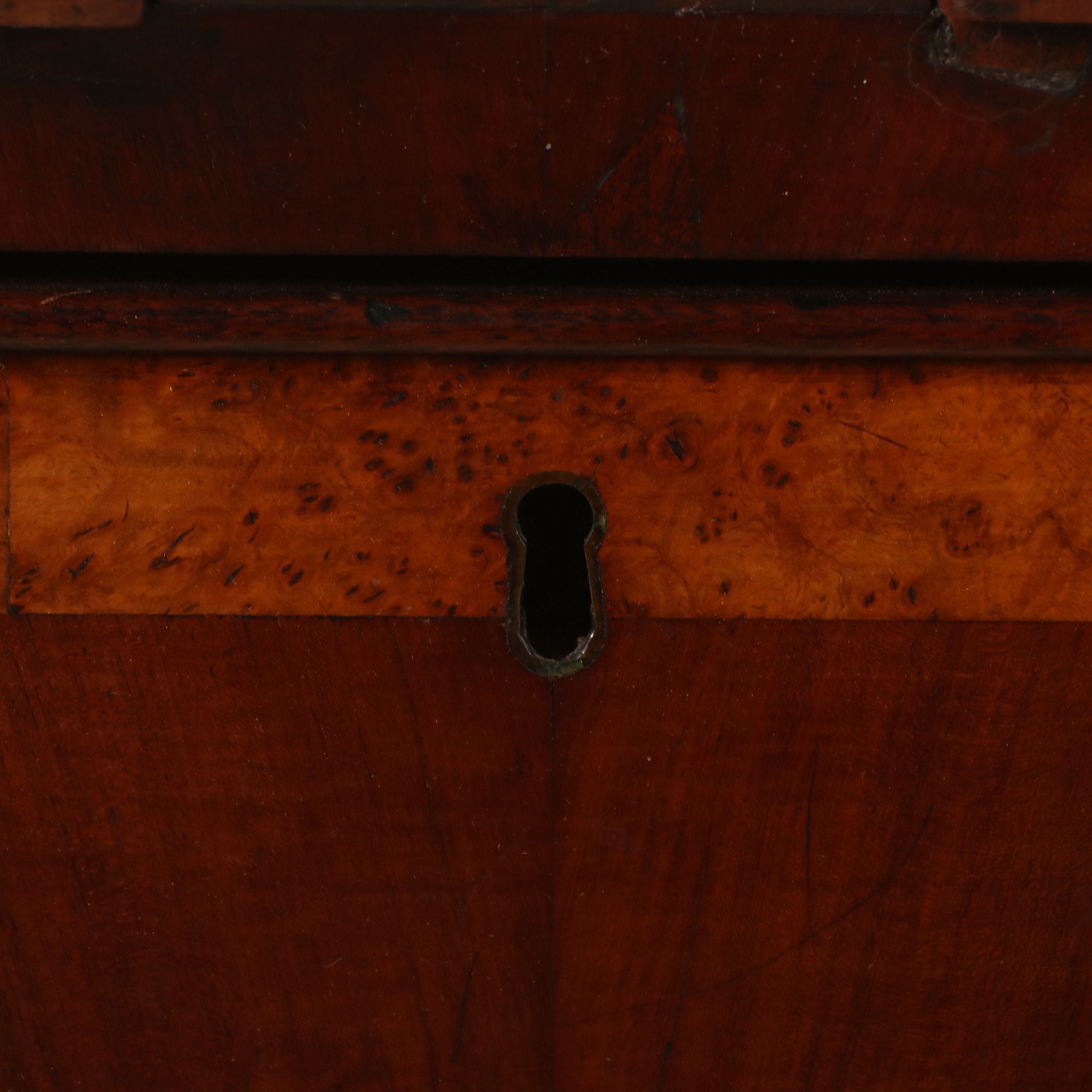 American Empire Mahogany and Maple Chest with Bonnet and Glove Drawers