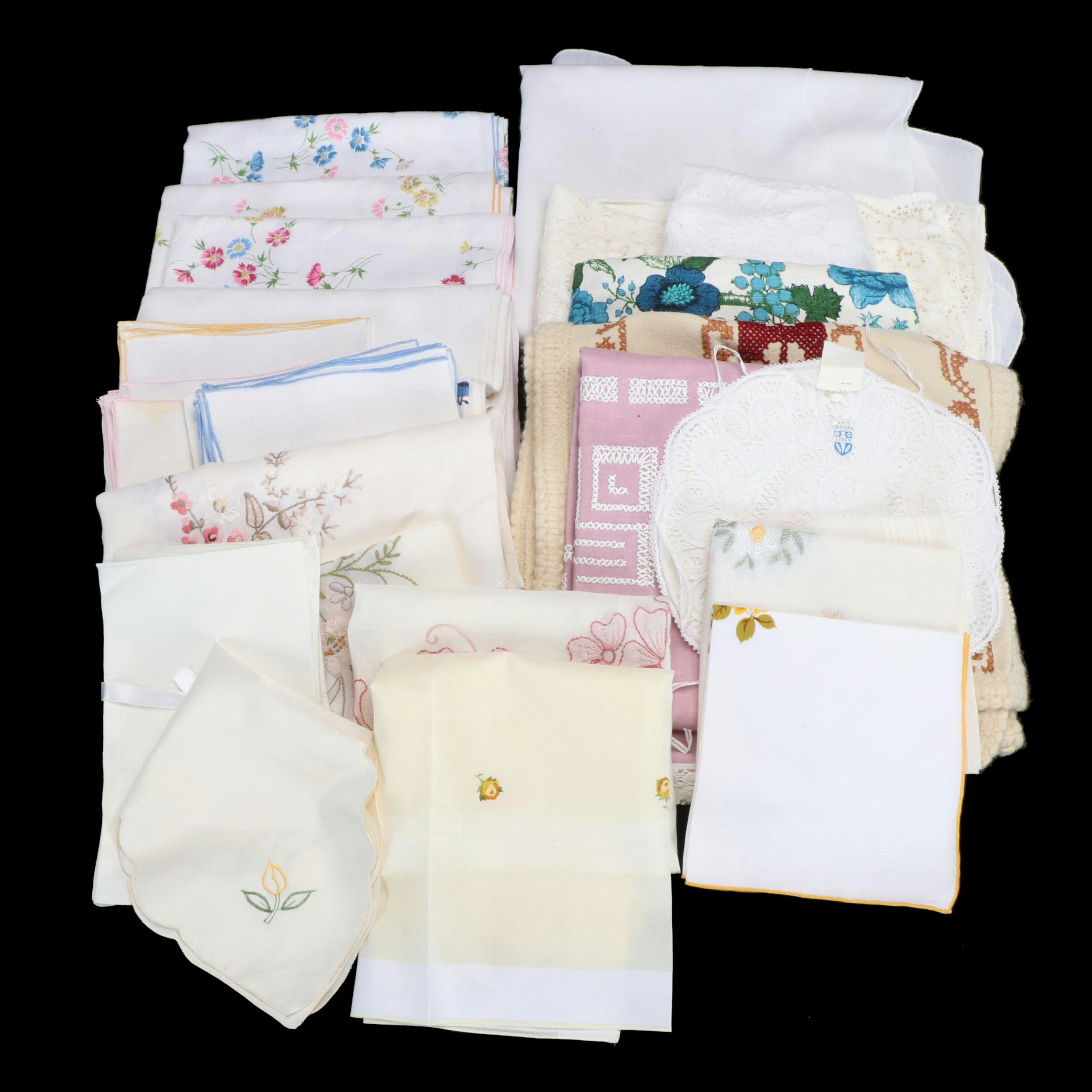 Belgian Lace with Other Vintage Table Linens