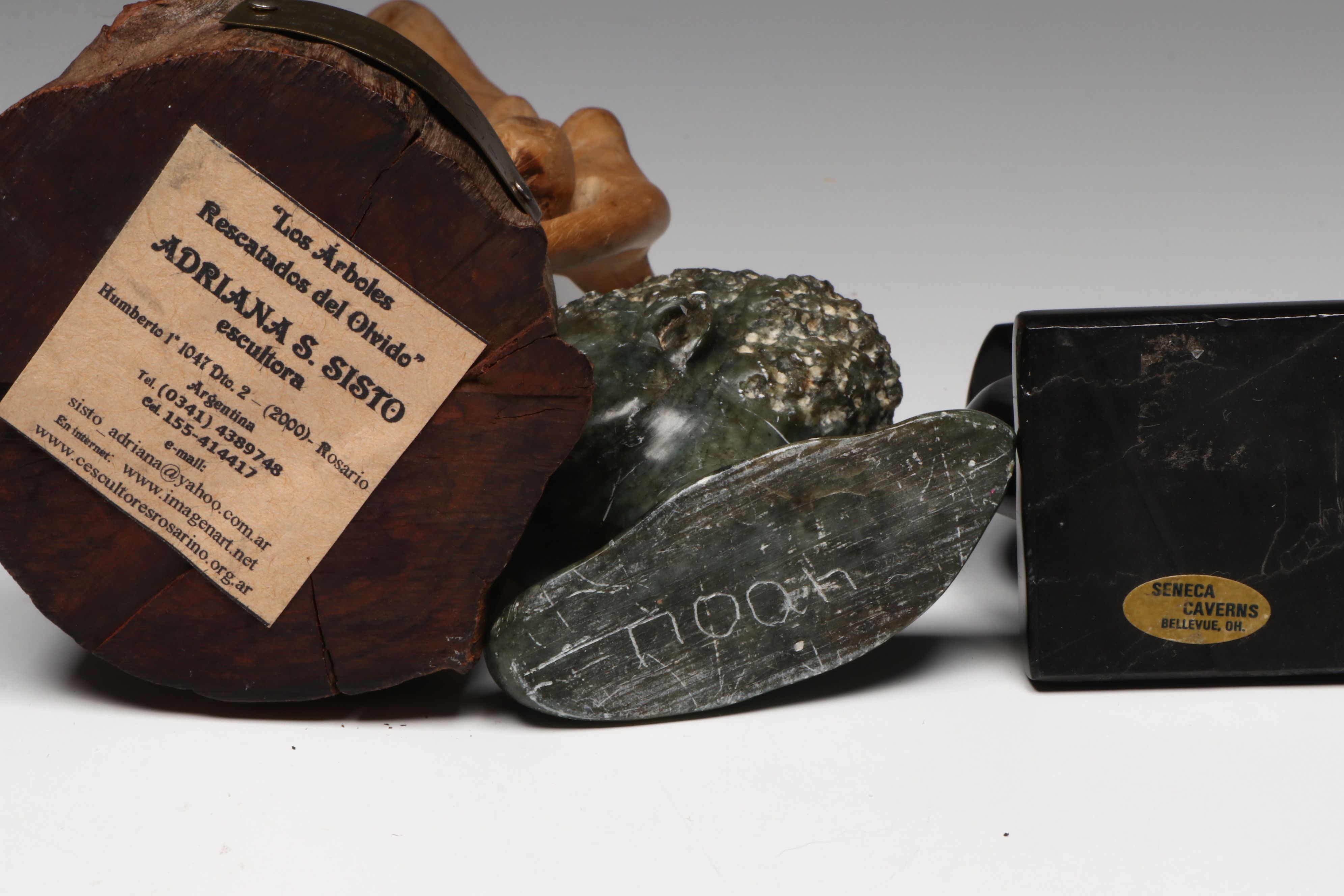 Adriana A. Sisto "Siembra" Carved Wood Sculpture with Other Décor