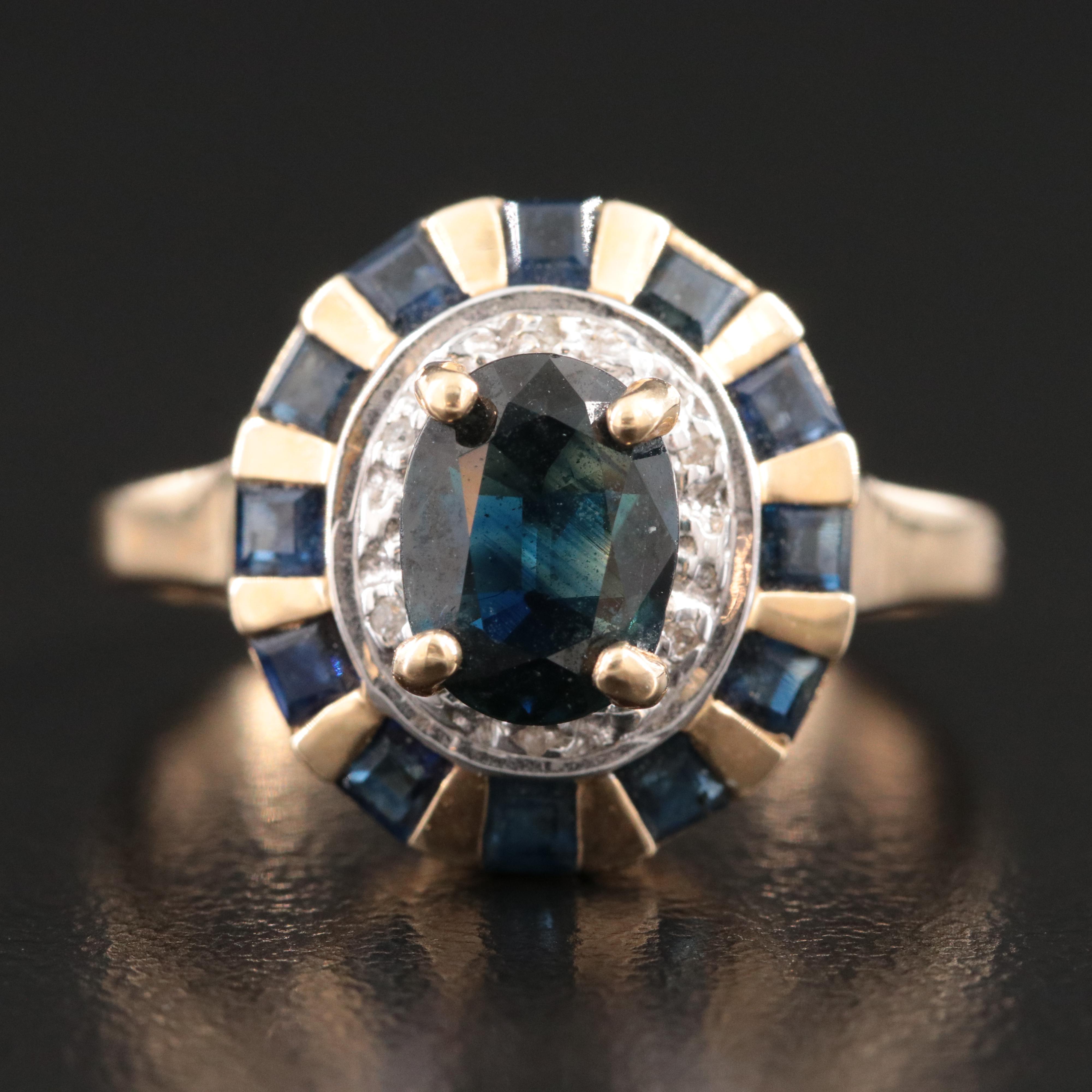 Vintage 14K Sapphire and Diamond  Ring