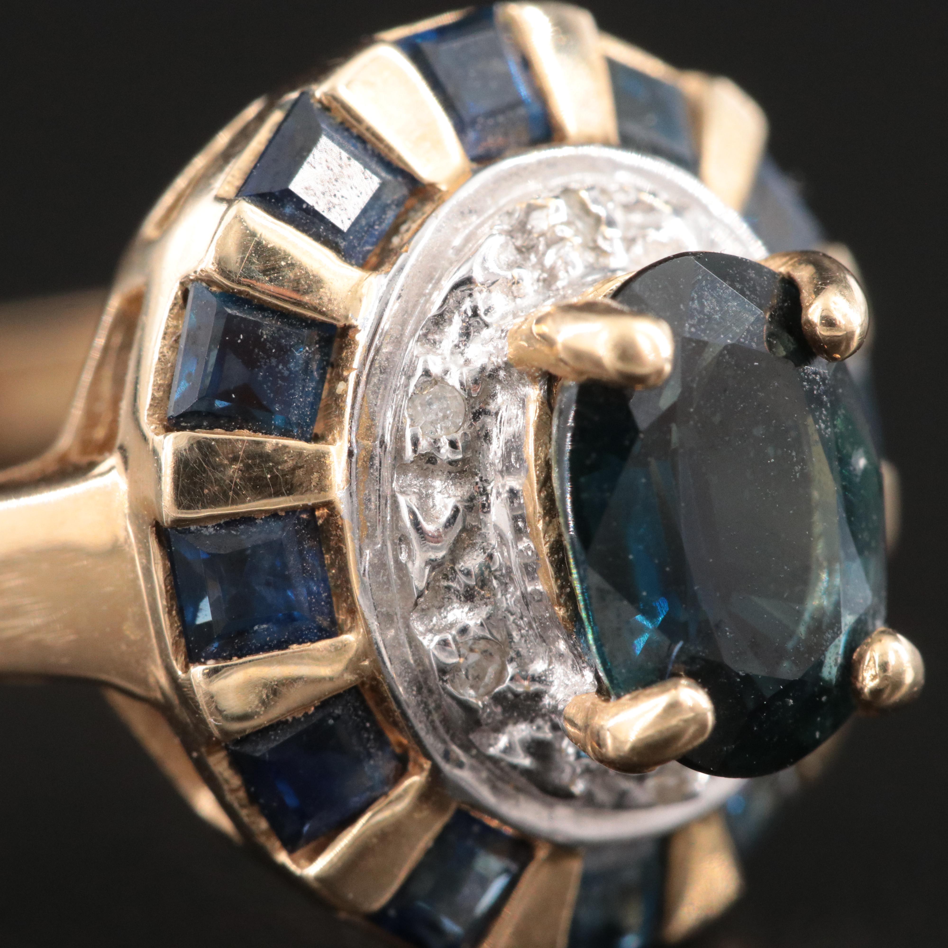 Vintage 14K Sapphire and Diamond  Ring